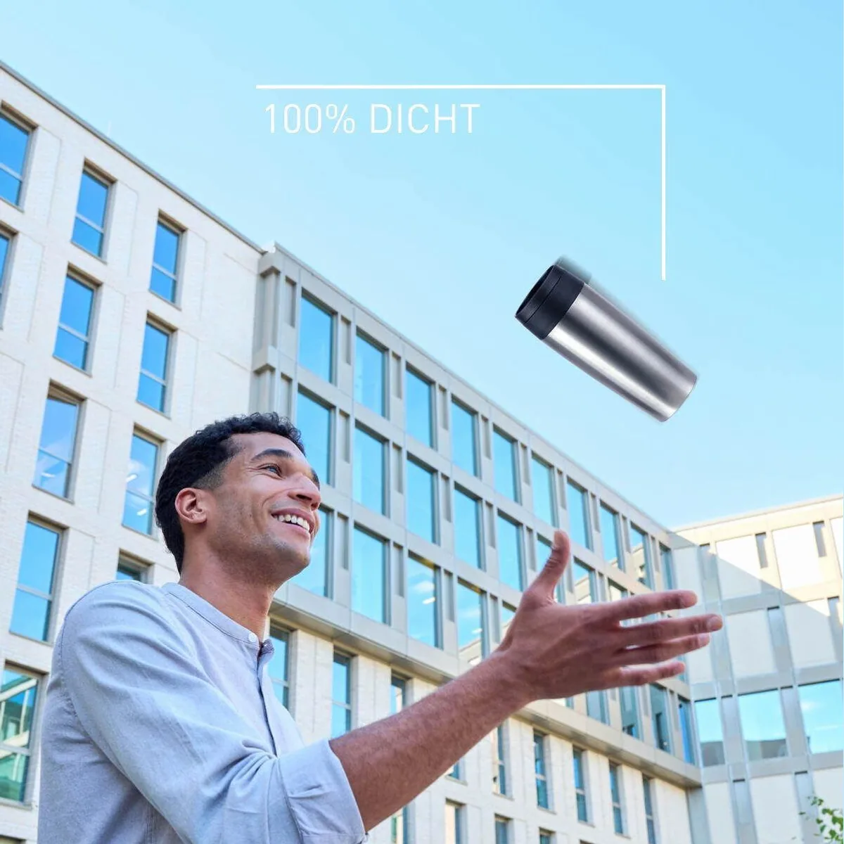 Emsa Travel Mug Classic, 360°-Trinköffnung, auslaufsicher, Edelstahl — 4h heiß, 8h kalt 3