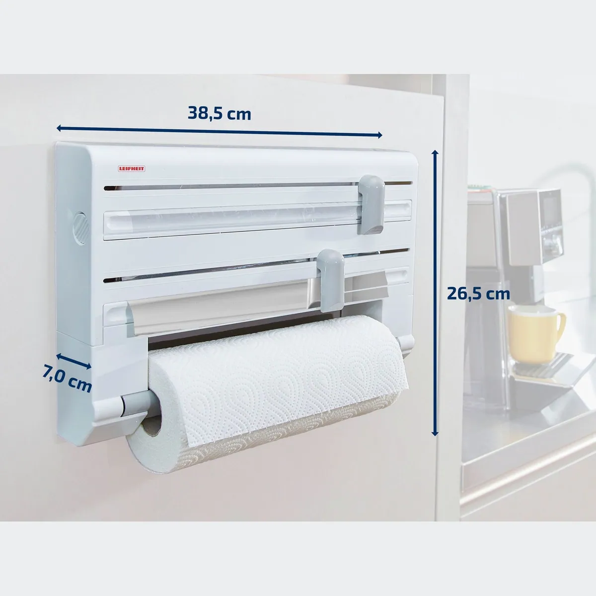Leifheit Wandrollenhalter Parat, 3-in-1 Funktion, messerscharfe Klingen 3