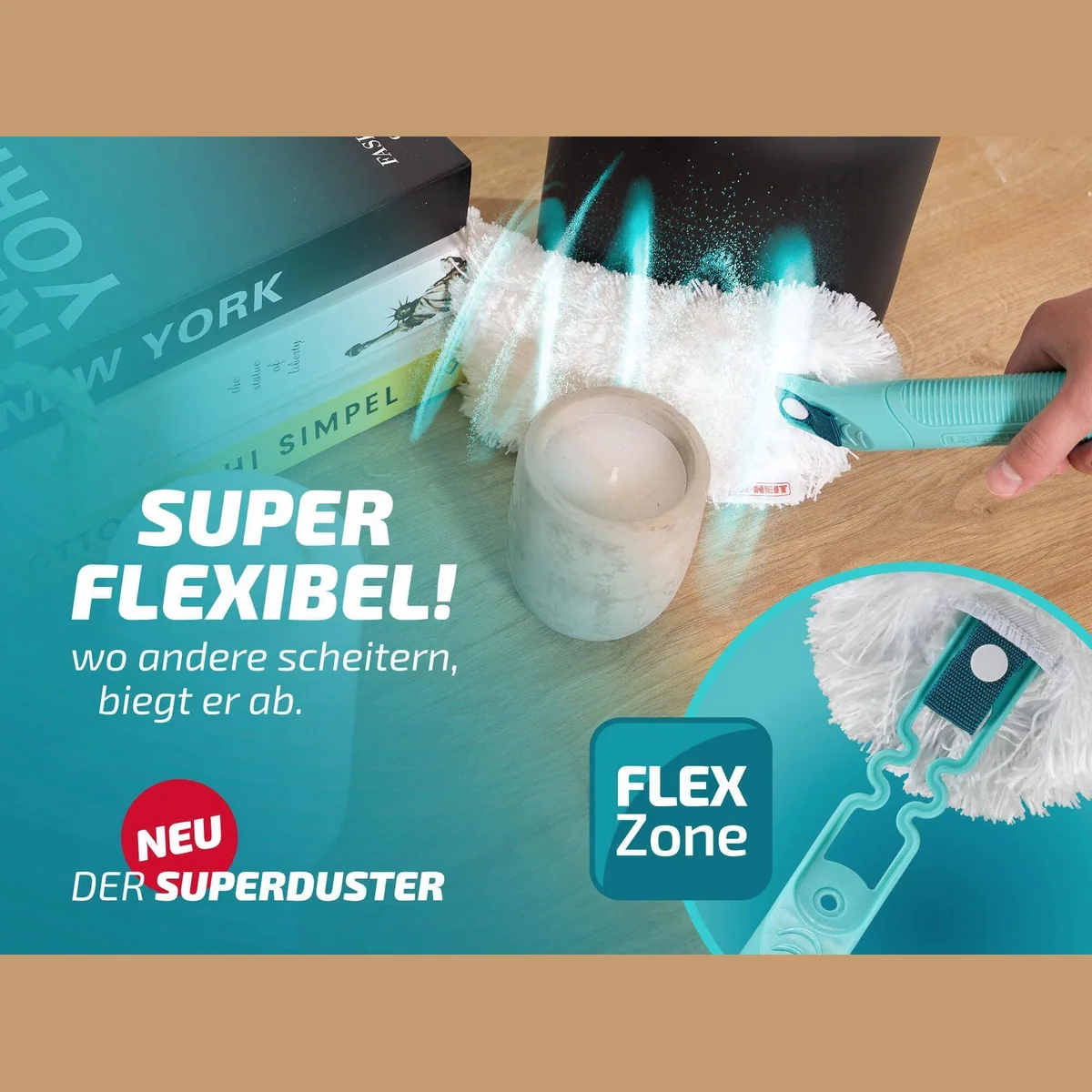 Leifheit SUPERDUSTER Staubwischer, 360° Mikrofaser, waschbare Bezüge, ergonomischer Griff 3