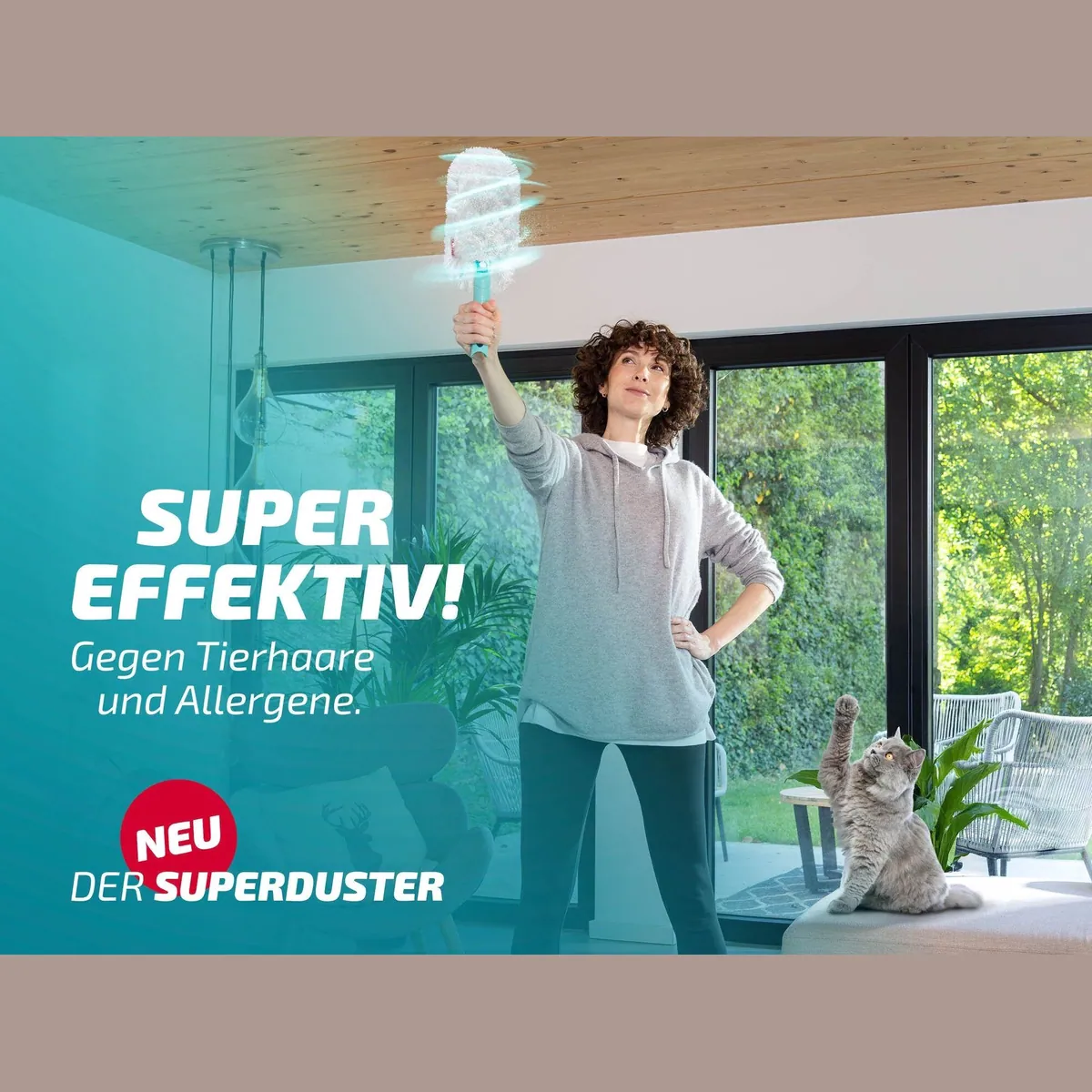 Leifheit SUPERDUSTER Staubwischer, 360° Mikrofaser, waschbare Bezüge, ergonomischer Griff 5