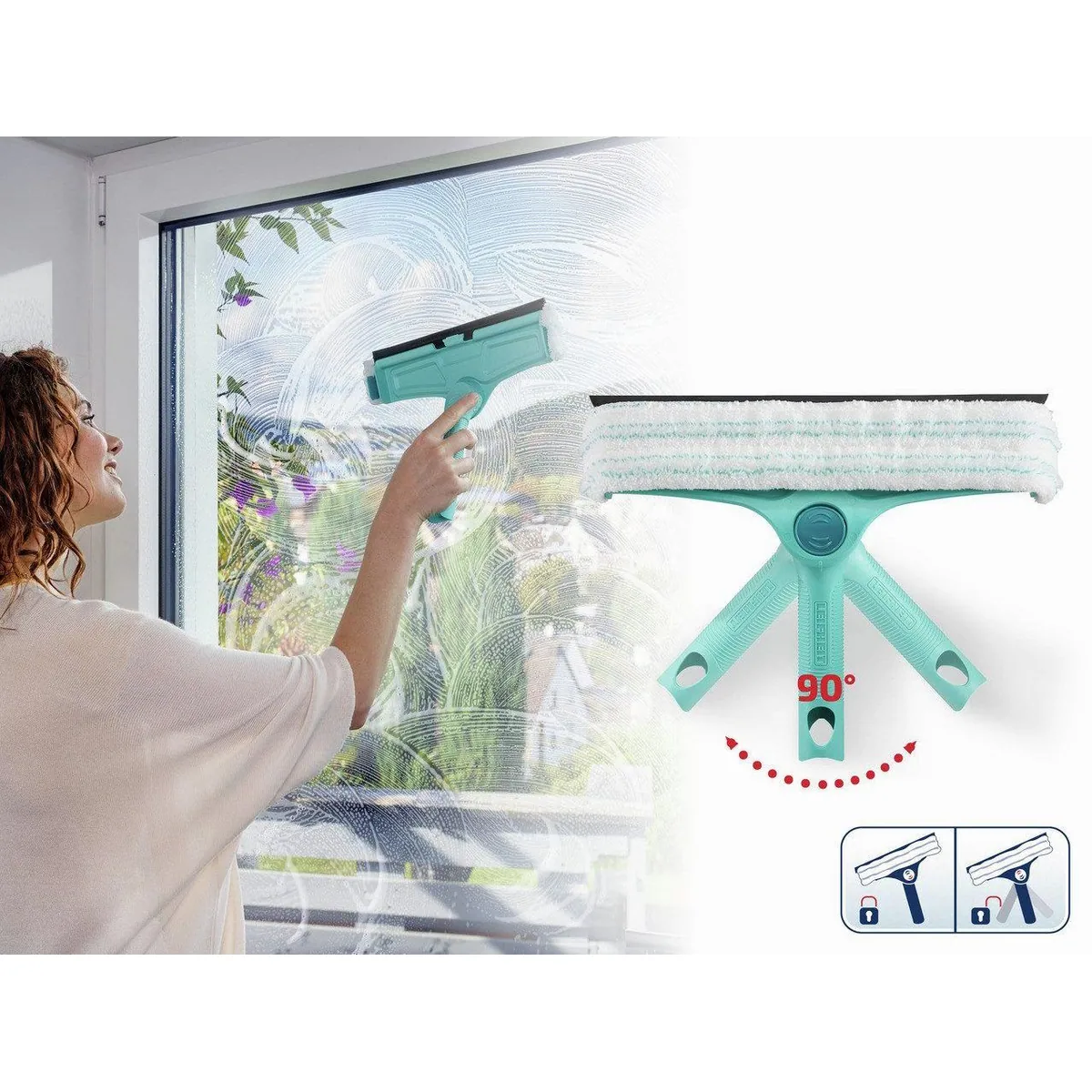 Leifheit Fenster- & Rahmenwischer 4in1, vielseitige Reinigung, ergonomischer Griff, patentierte Rahmenfunktion 2