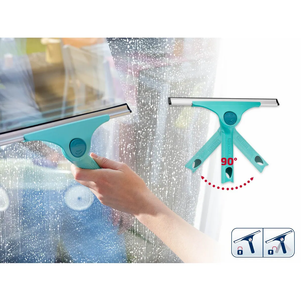 Leifheit Fensterreiniger Abzieher 2in1 M Pro Reach, bewegliches Gelenk, Click-System, 28cm 3