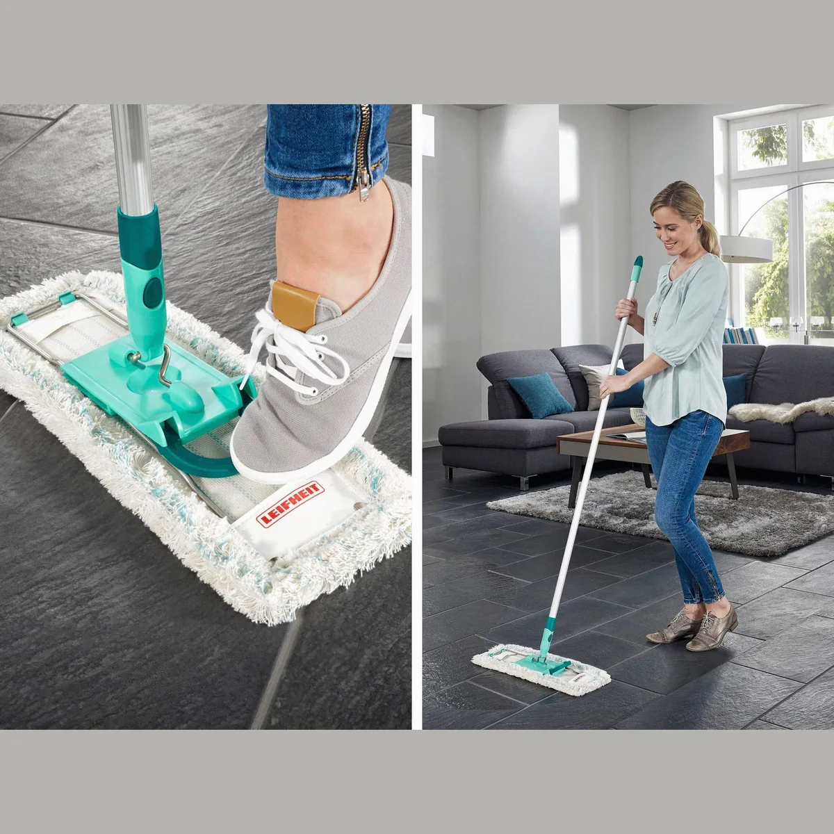 Leifheit Profi XL Bodenwischer-Set, 360° Drehgelenk, teleskopierbar, Baumwollfasern 4
