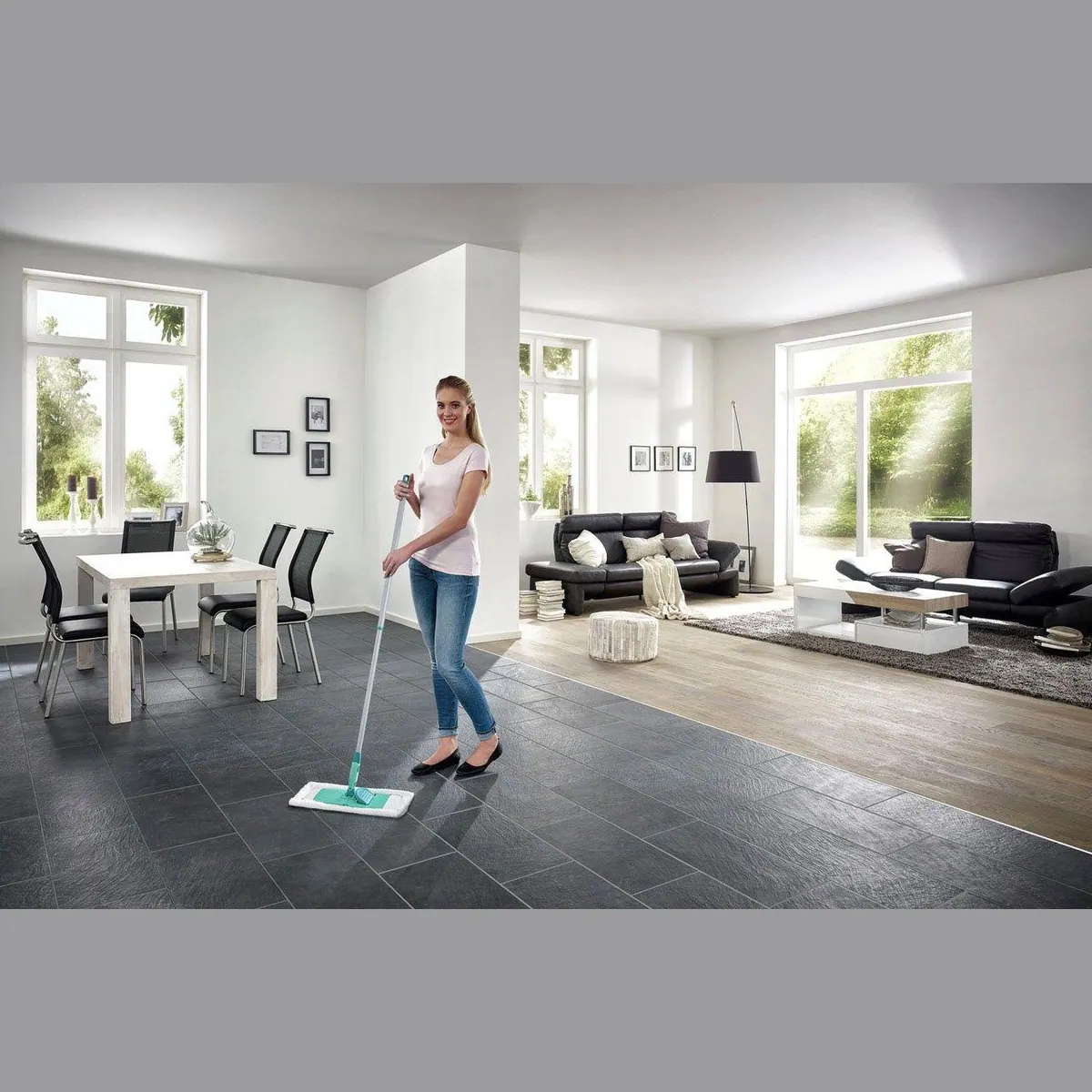 Leifheit Classic XL Bodenwischer-Set, 100% Mikrofaser, Teleskopstiel, 42 cm Wischbreite 2