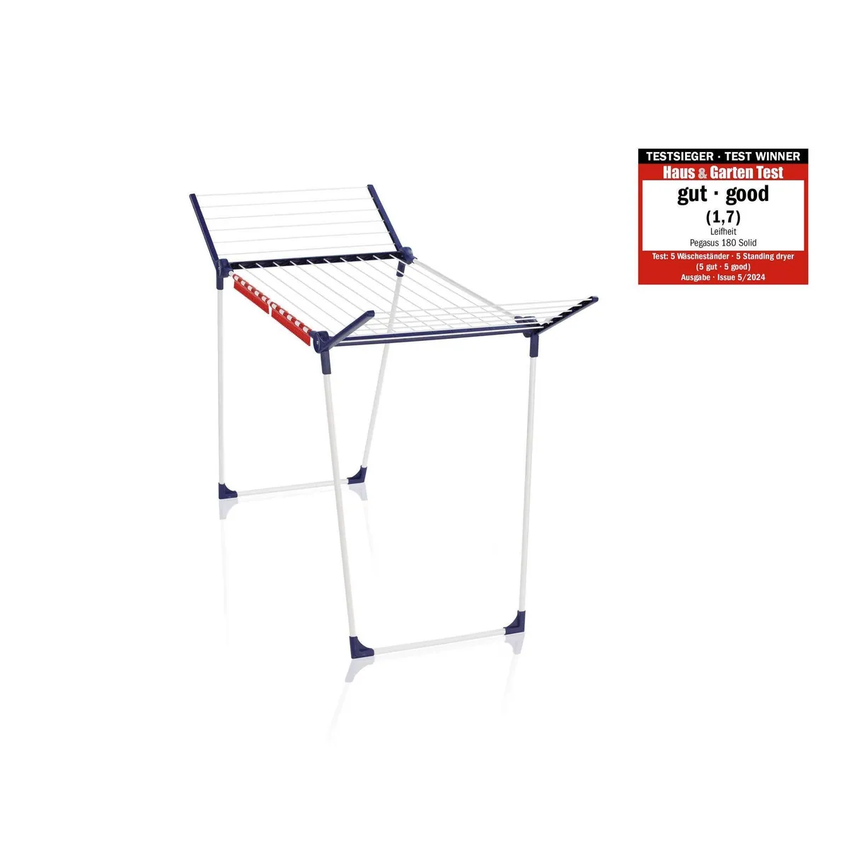 Leifheit Pegasus 180 Solid Wäscheständer, 18m Trockenlänge, stabiler Stand, Kleinteilehalter 2