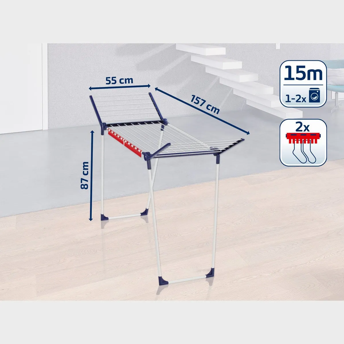 Leifheit Pegasus 150 Solid Slim, 15m Trockenlänge, kompakt und platzsparend 5