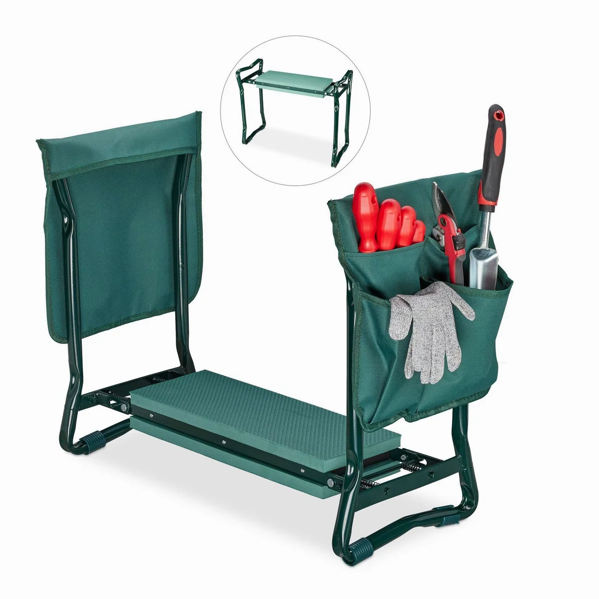 Relaxdays Kniebank 2in1, Gelenkschonend, Mit Taschen