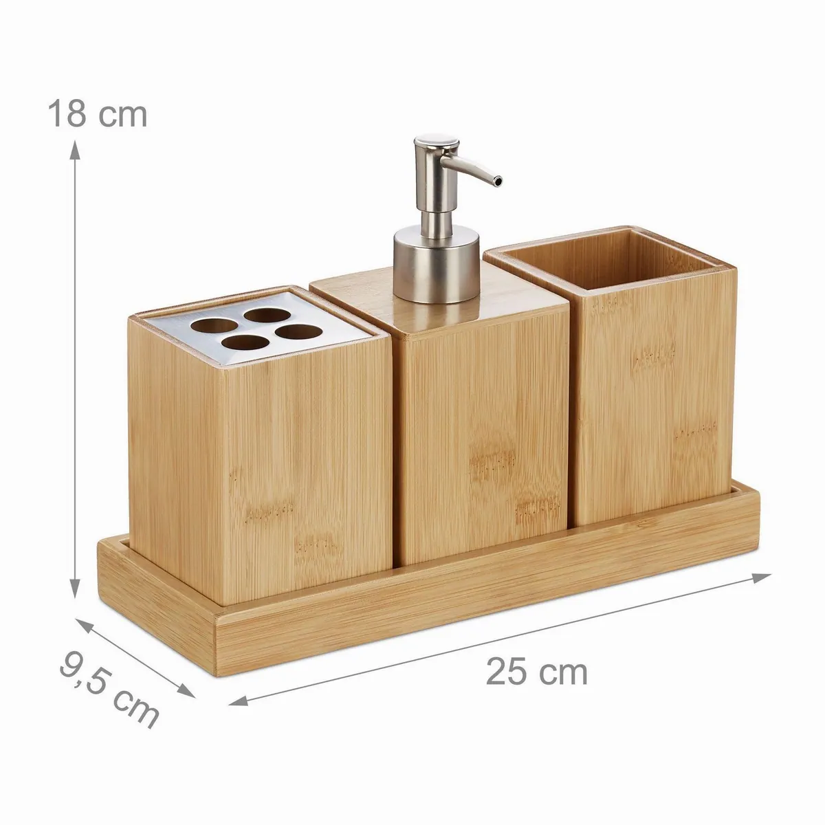 Relaxdays Badezimmer-Set, 4-teilig, natürliches Design, praktische Aufbewahrung 4