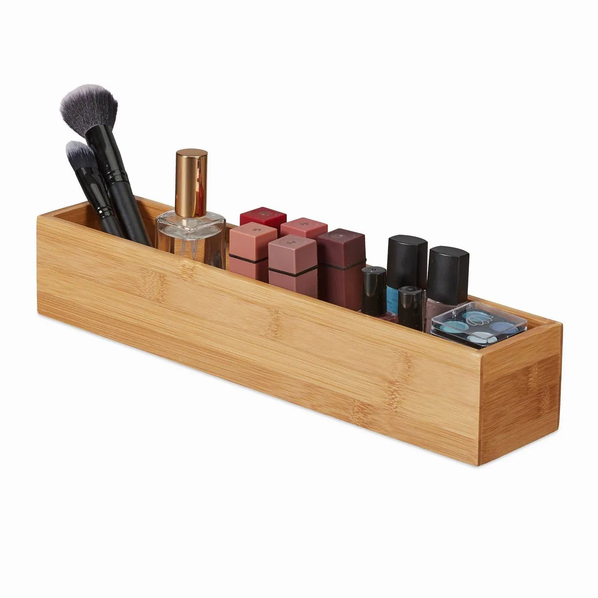 Relaxdays Bambus Aufbewahrungsbox 2er Set, flexibel einsetzbar, natürliche Optik