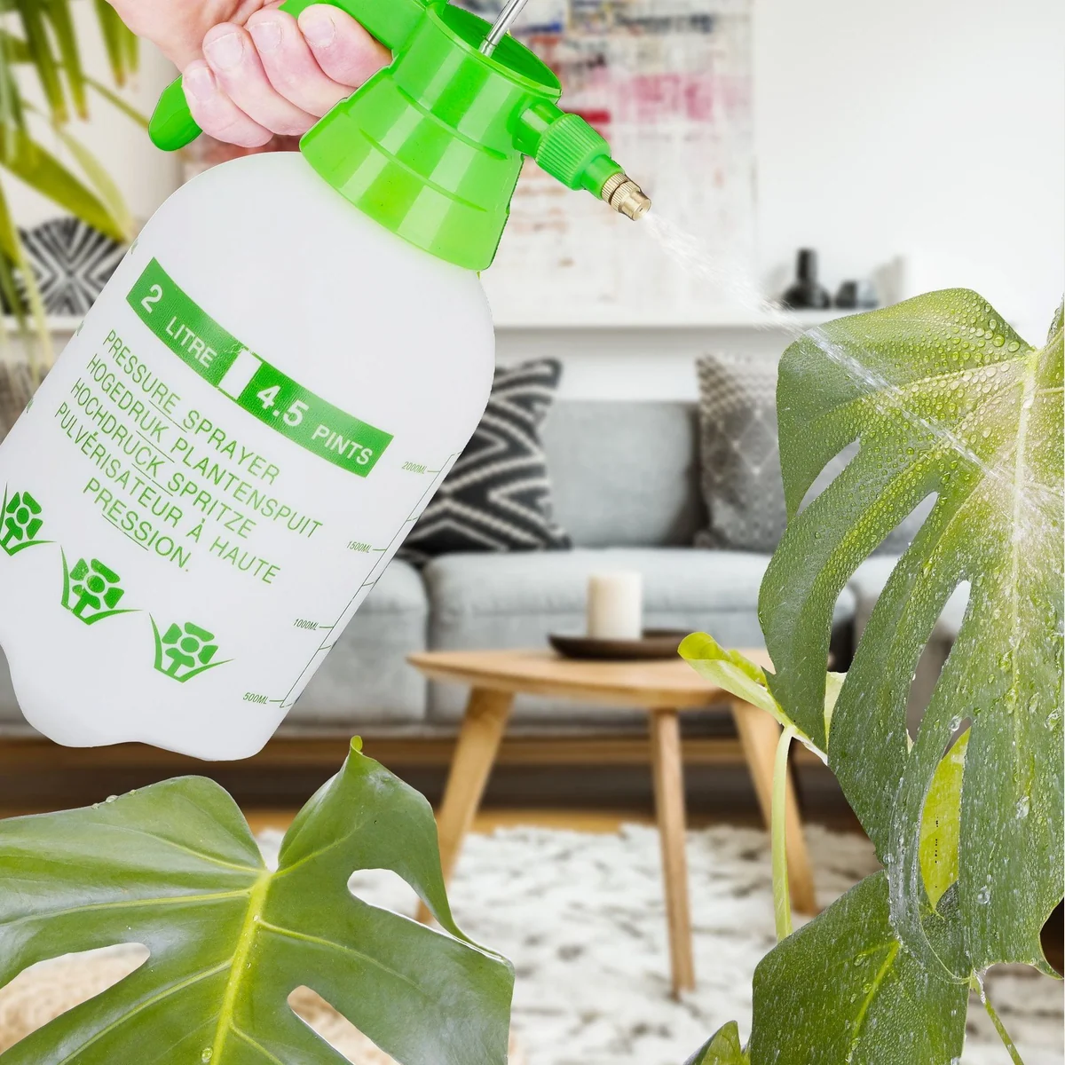 Relaxdays Drucksprühgerät 2 Liter, verstellbare Messingdüse, feststellbarer Drücker 3