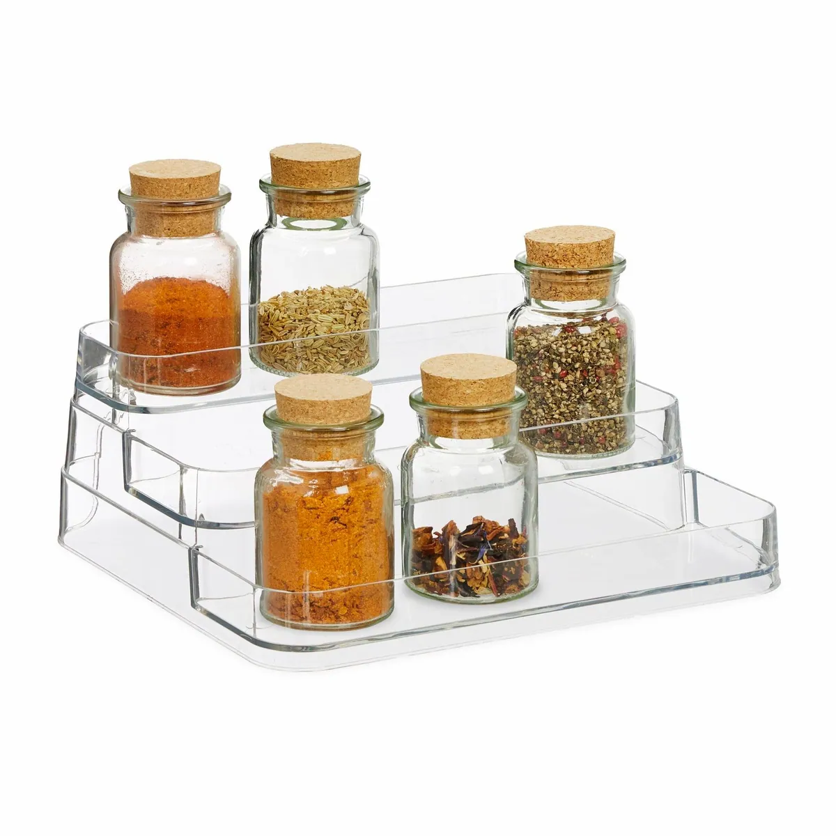 Relaxdays Gewürzregal, 3 Etagen für Gewürze und Kosmetik — platzsparend, transparent, vielseitig