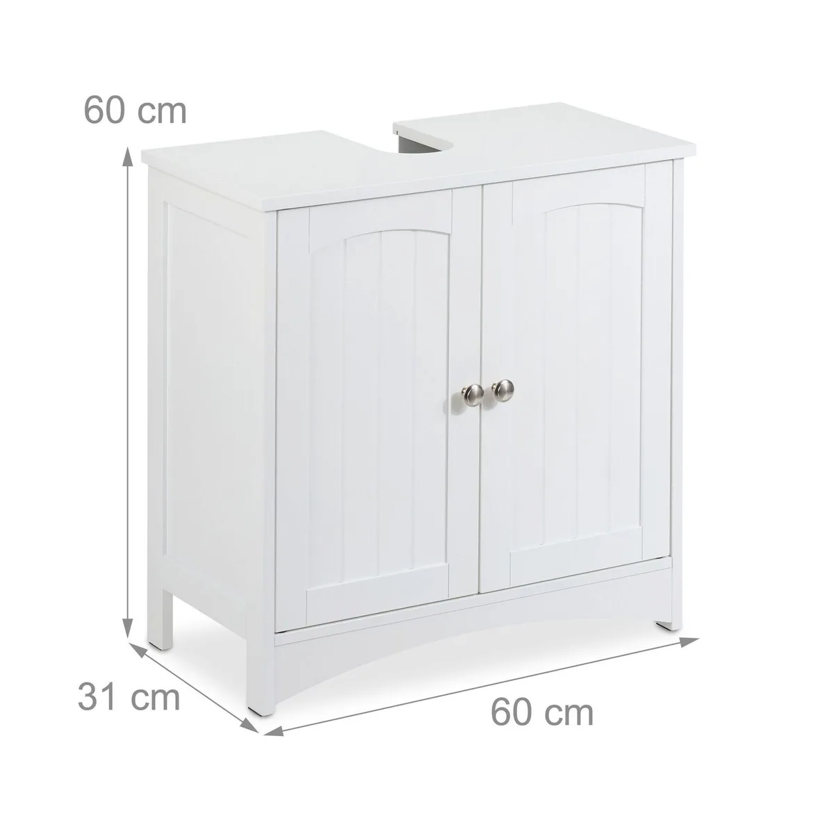 Relaxdays Waschbeckenunterschrank, geräumiger Stauraum mit Siphonausparung 4