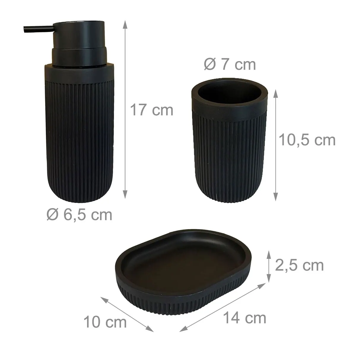 Relaxdays Badaccessoire-Set, 3-teilig, elegante Steinoptik 4