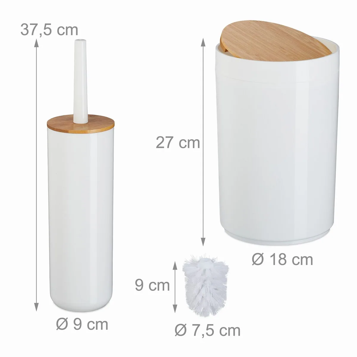 Relaxdays 7-teiliges Badaccessoire-Set, elegantes Design mit Bambusdetails 4