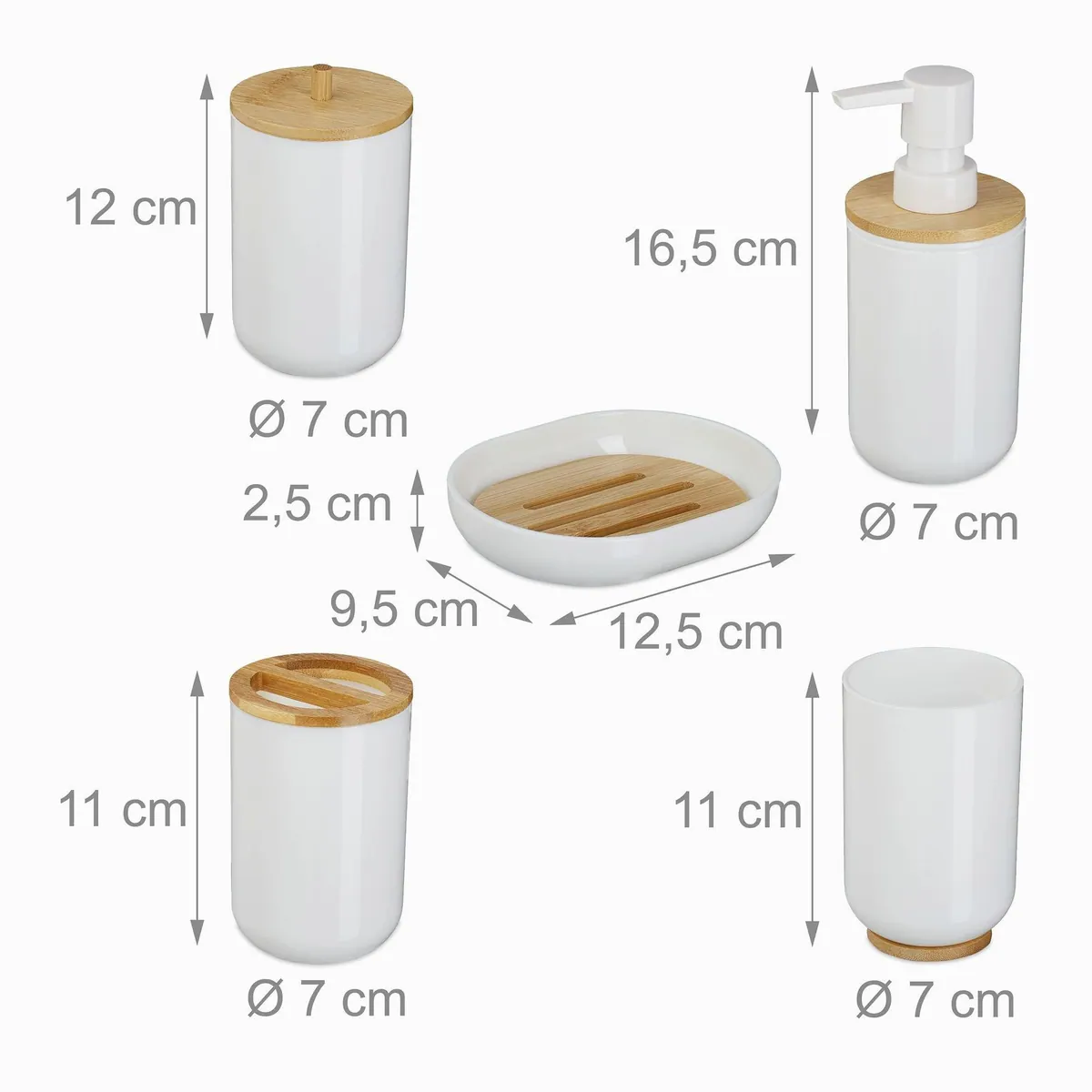 Relaxdays 7-teiliges Badaccessoire-Set, elegantes Design mit Bambusdetails 5