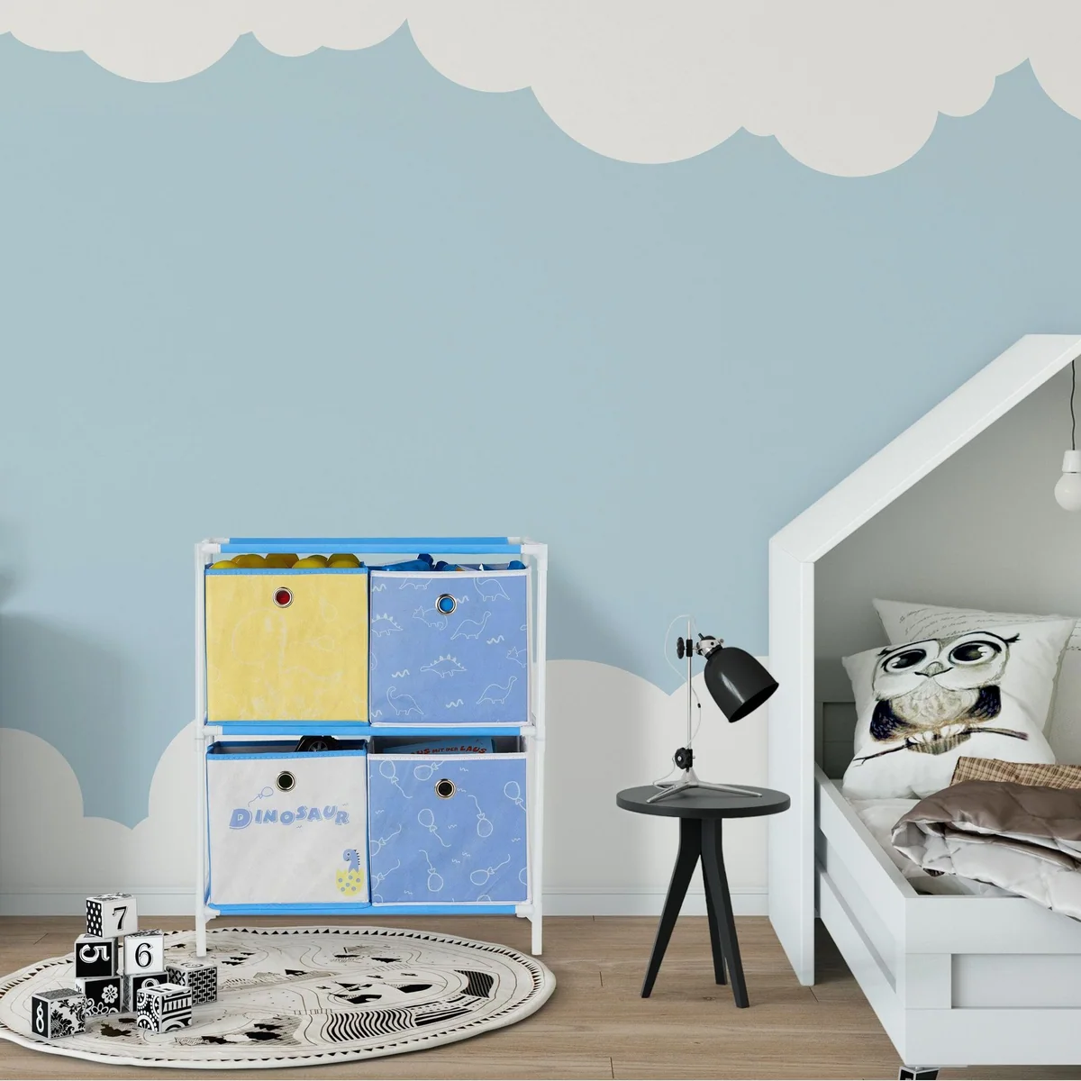 Relaxdays Kinderregal Dino, 3-tlg., farbenfrohes Design, einfache Handhabung 2