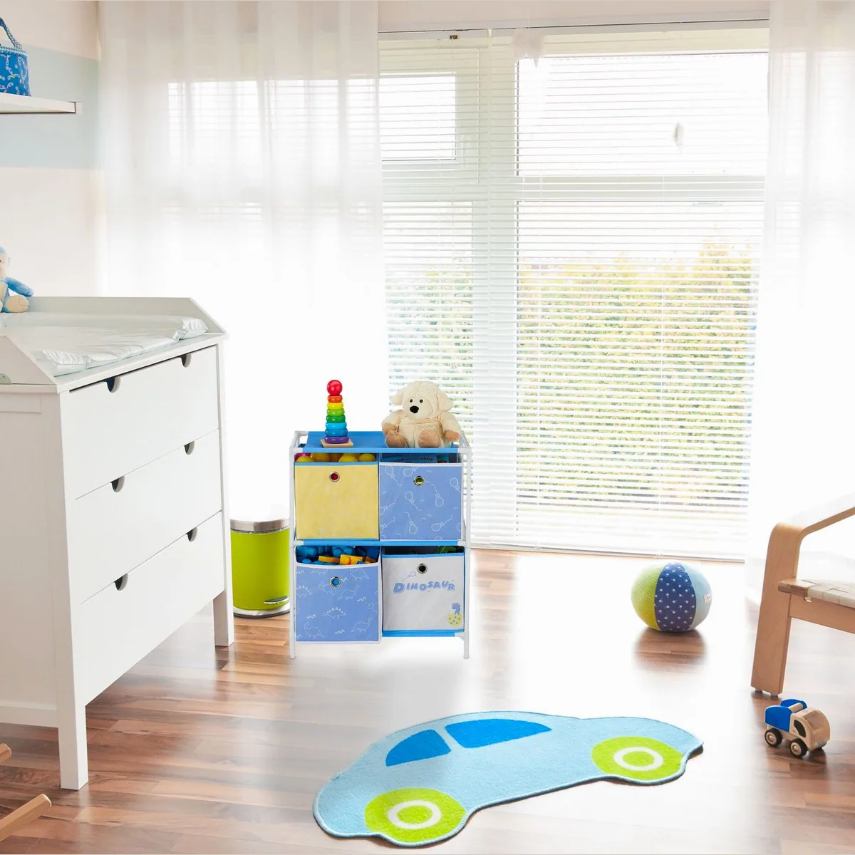 Relaxdays Kinderregal Dino, 3-tlg., farbenfrohes Design, einfache Handhabung 3