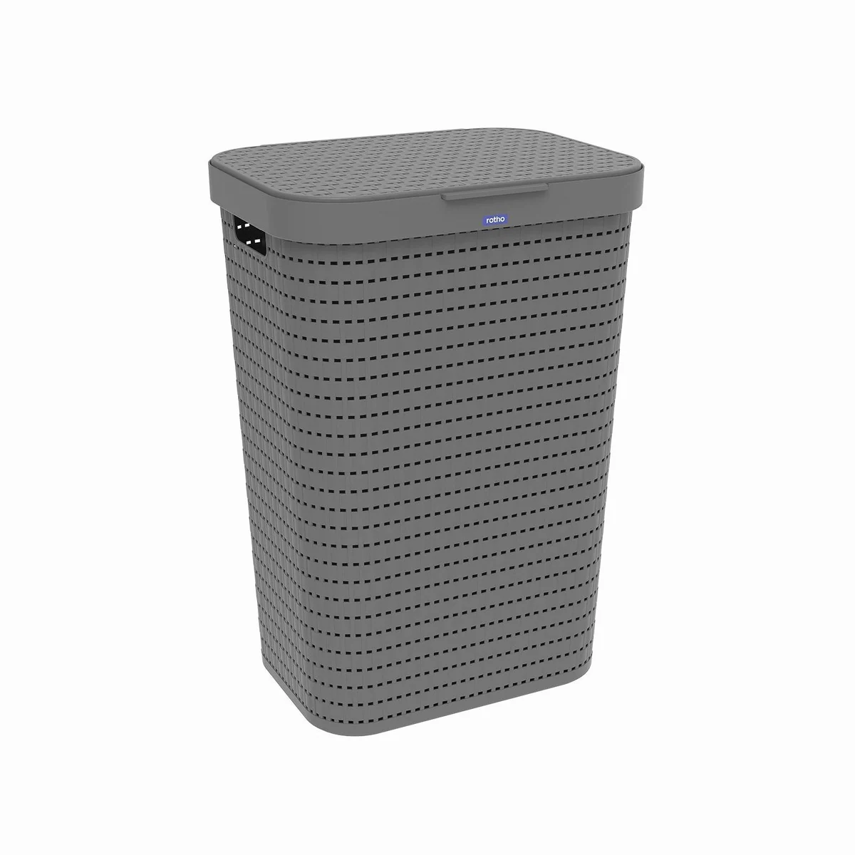 Rotho COUNTRY Wäschekorb, 55l mit Deckel, Rattan-Optik, belüftet
