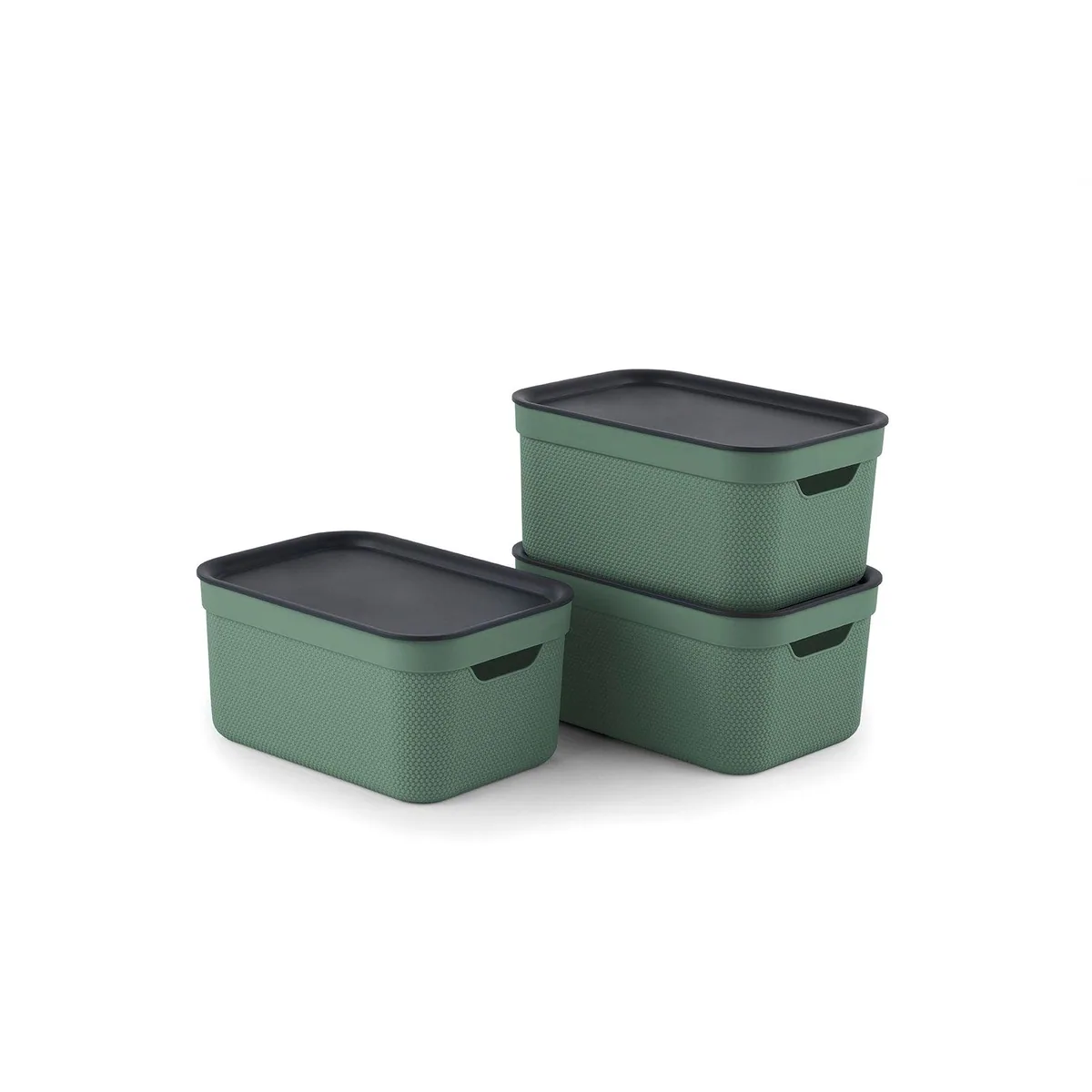 Rotho Jive Aufbewahrungsbox 3er-Set, stapelbar, 5l Volumen, farbenfroh