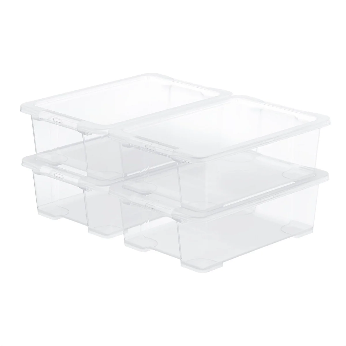 Rotho CORE BASIC Aufbewahrungsbox 30L, stapelbar, transparent, 4er-Set