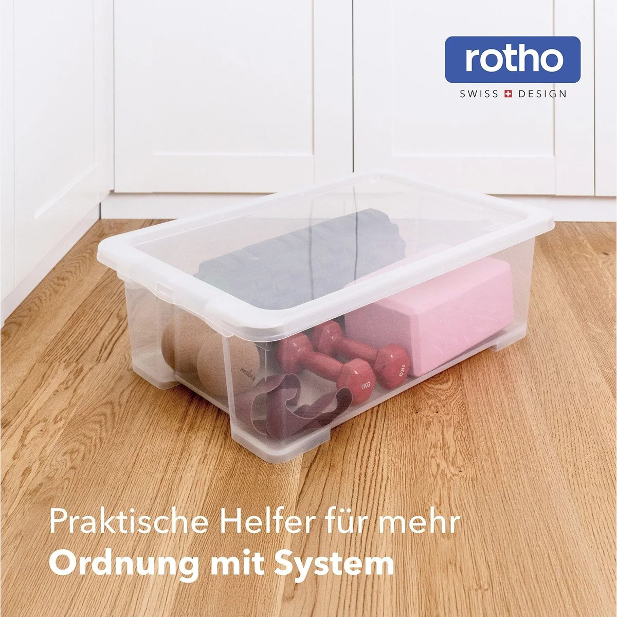 Rotho CORE BASIC Aufbewahrungsbox 30L, stapelbar, transparent, 4er-Set 2