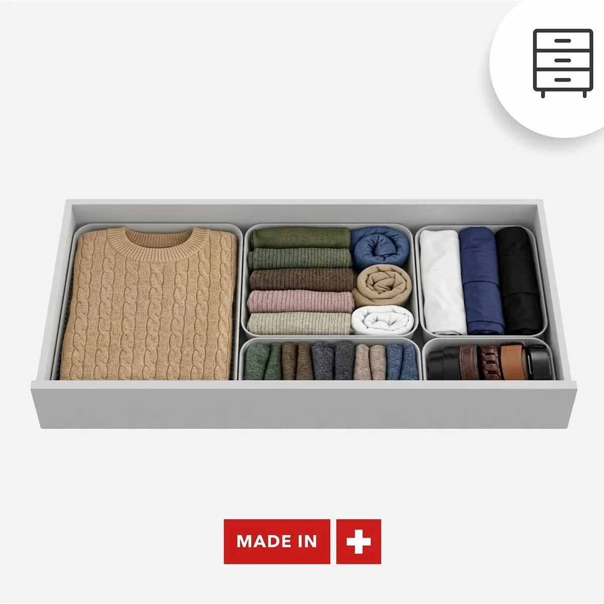 Rotho WOP Organizer Set 5er XS bis XL, modular und stapelbar für Schubladen 2