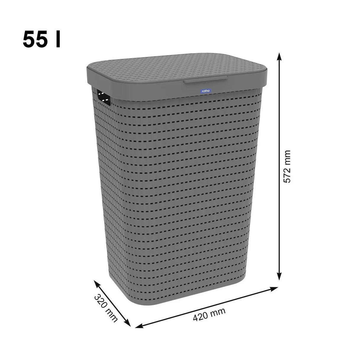 Rotho Wäschekorb Country Set 2tlg., 40l Korb & 55l Sammler mit Deckel — langlebig, leicht, platzsparend 4