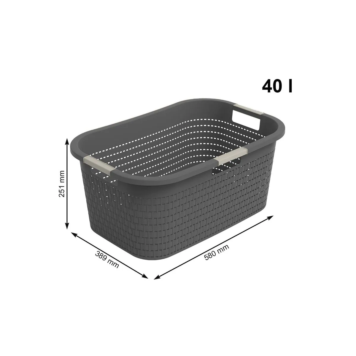 Rotho Wäschekorb Country Set 2tlg., 40l Korb & 55l Sammler mit Deckel — langlebig, leicht, platzsparend 5