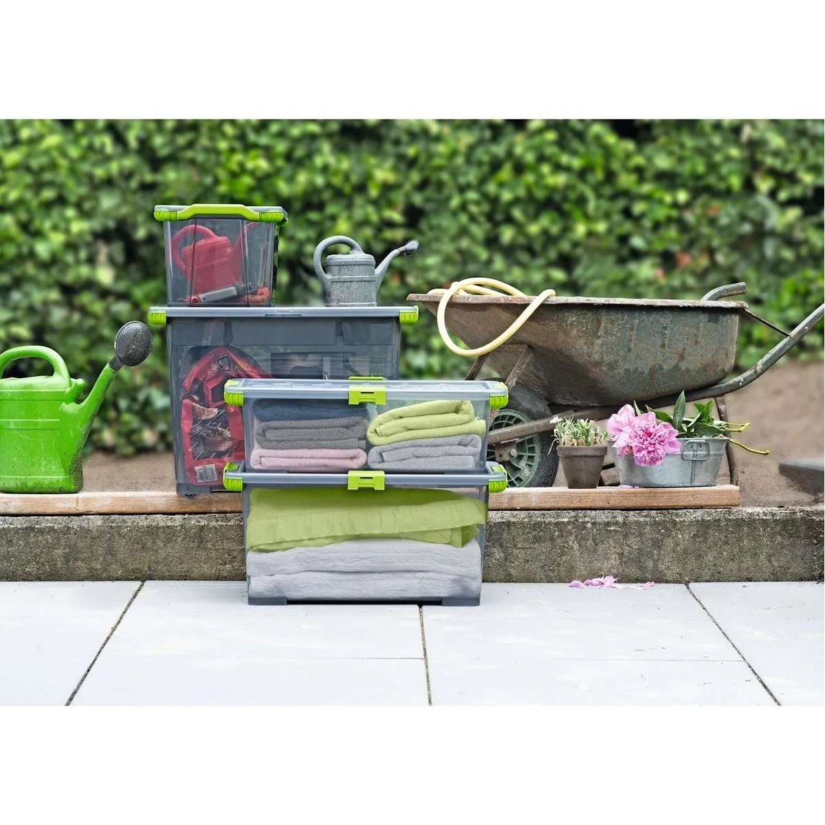 Rotho EVO Aufbewahrungsbox 3er Set, 65l, stabil und stapelbar 2