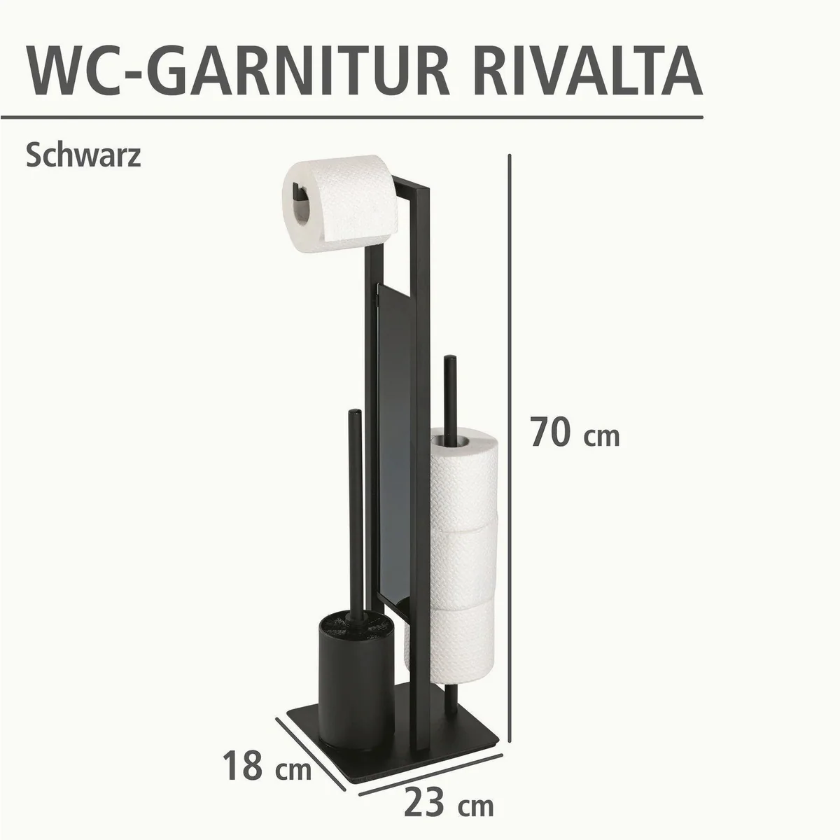 Wenko Rivalta WC-Garnitur, 3-in-1 mit Halter für Toilettenpapier und Bürste 5