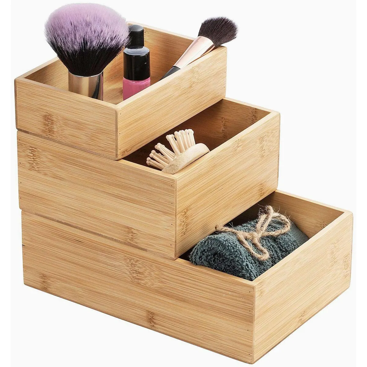 Wenko Terra Aufbewahrungsbox, stapelbar, aus Bambus, 2er Set 4