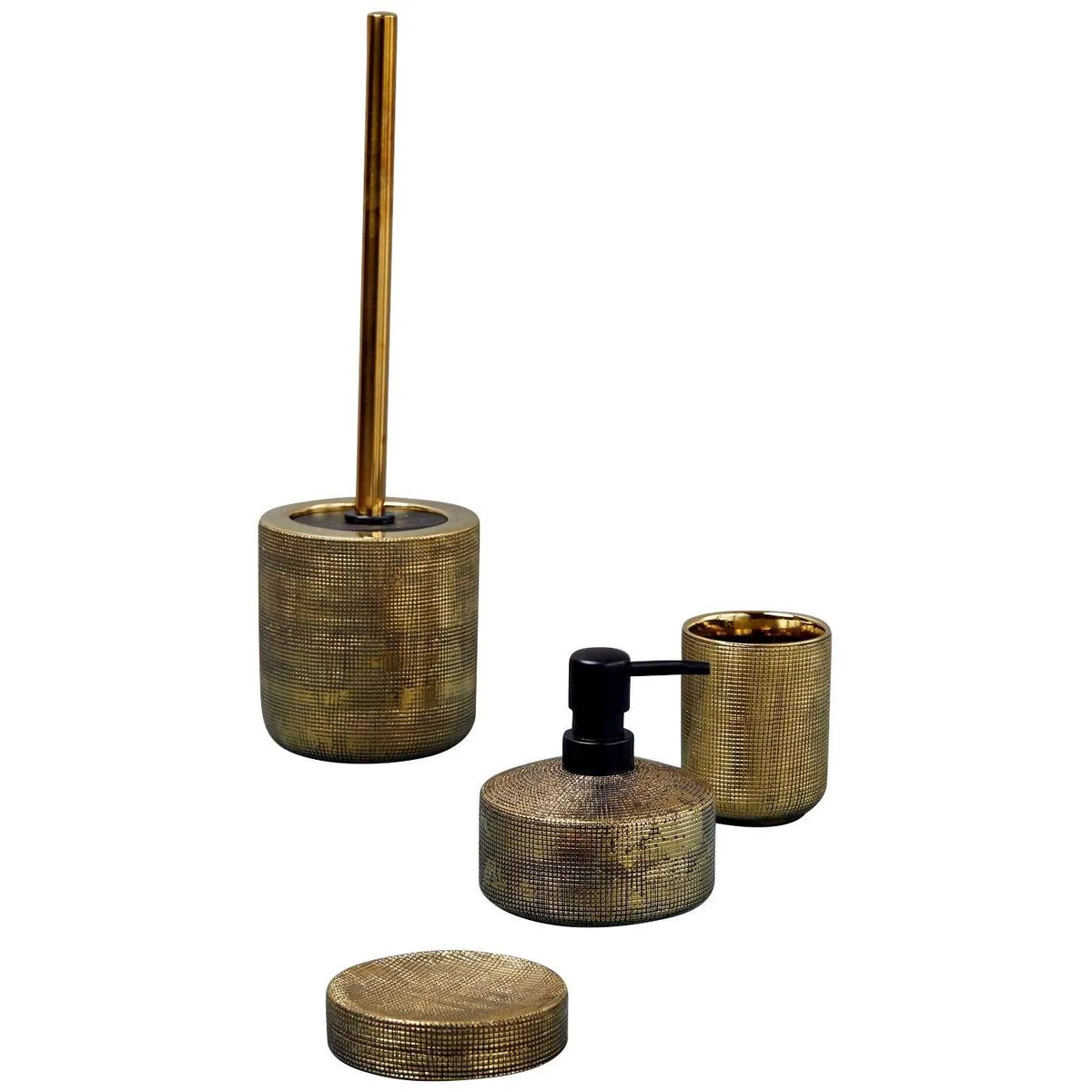 Wenko Rivara Badaccessoire-Set, edle goldene Oberfläche, 3-teilig