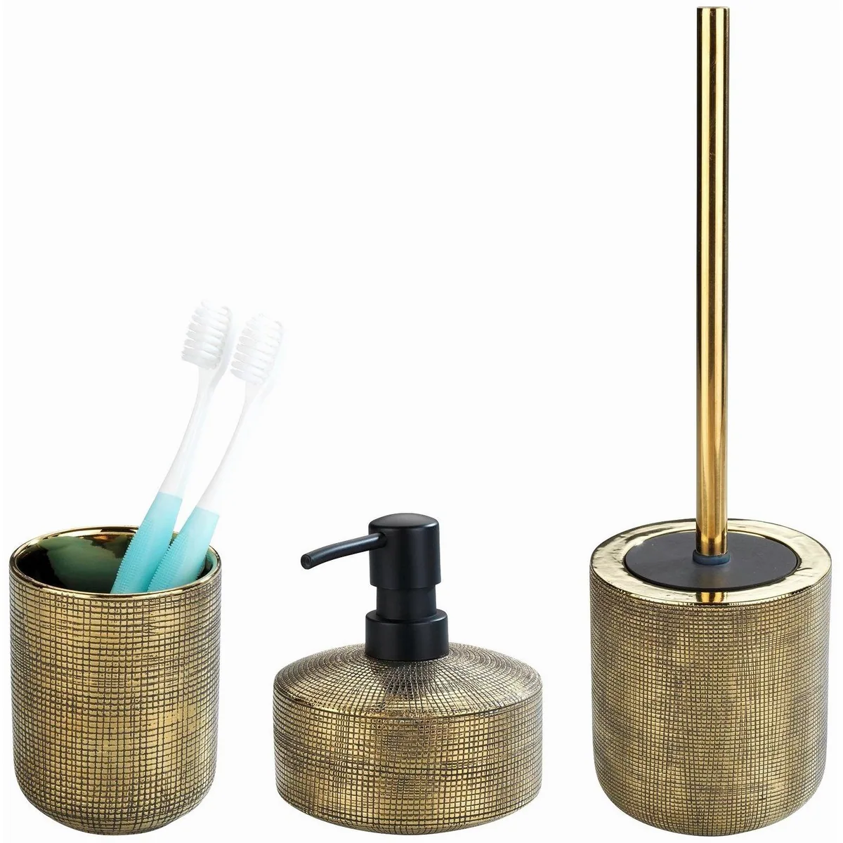 Wenko Rivara Badaccessoire-Set, edle goldene Oberfläche, 3-teilig 3