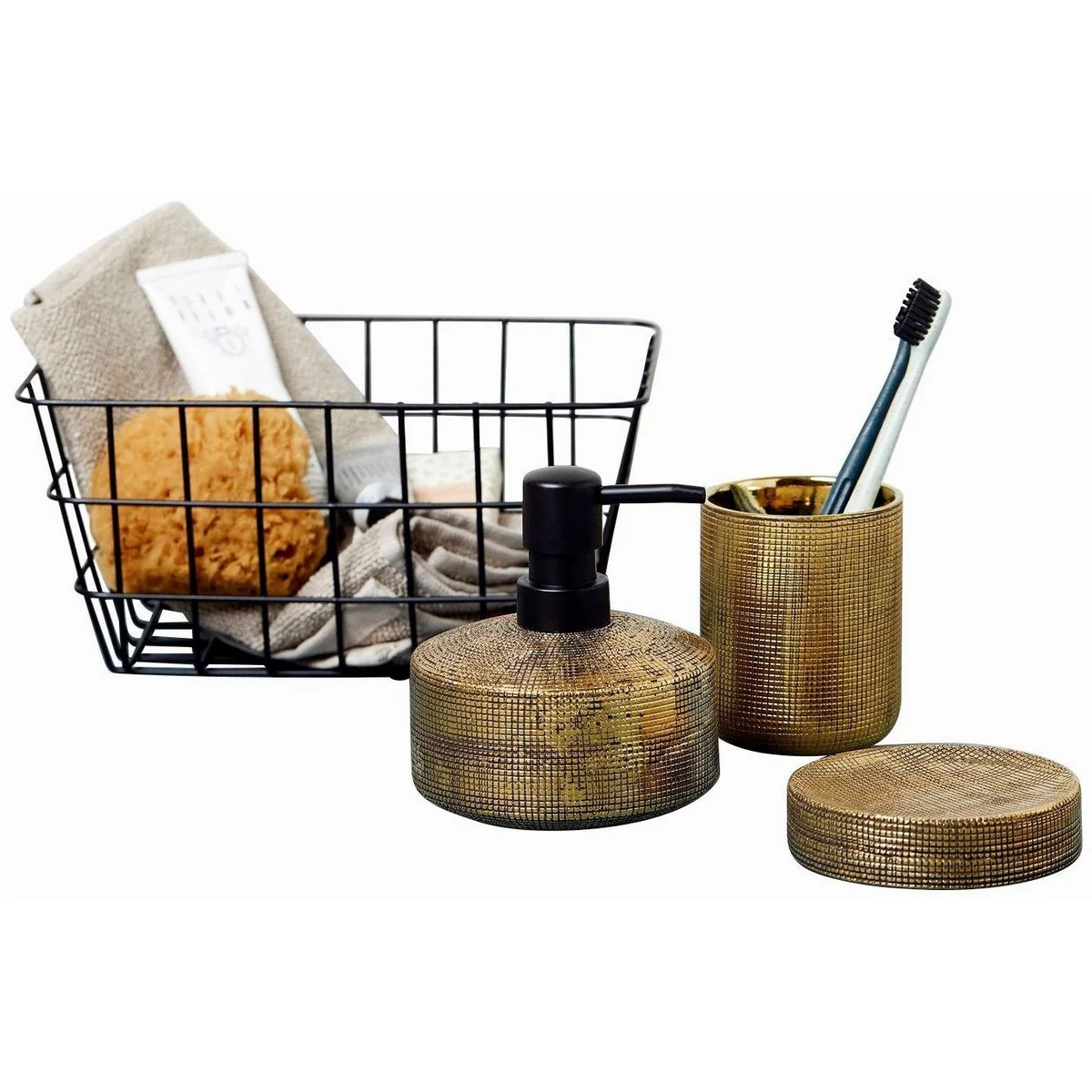 Wenko Rivara Badaccessoire-Set, edle goldene Oberfläche, 3-teilig 4
