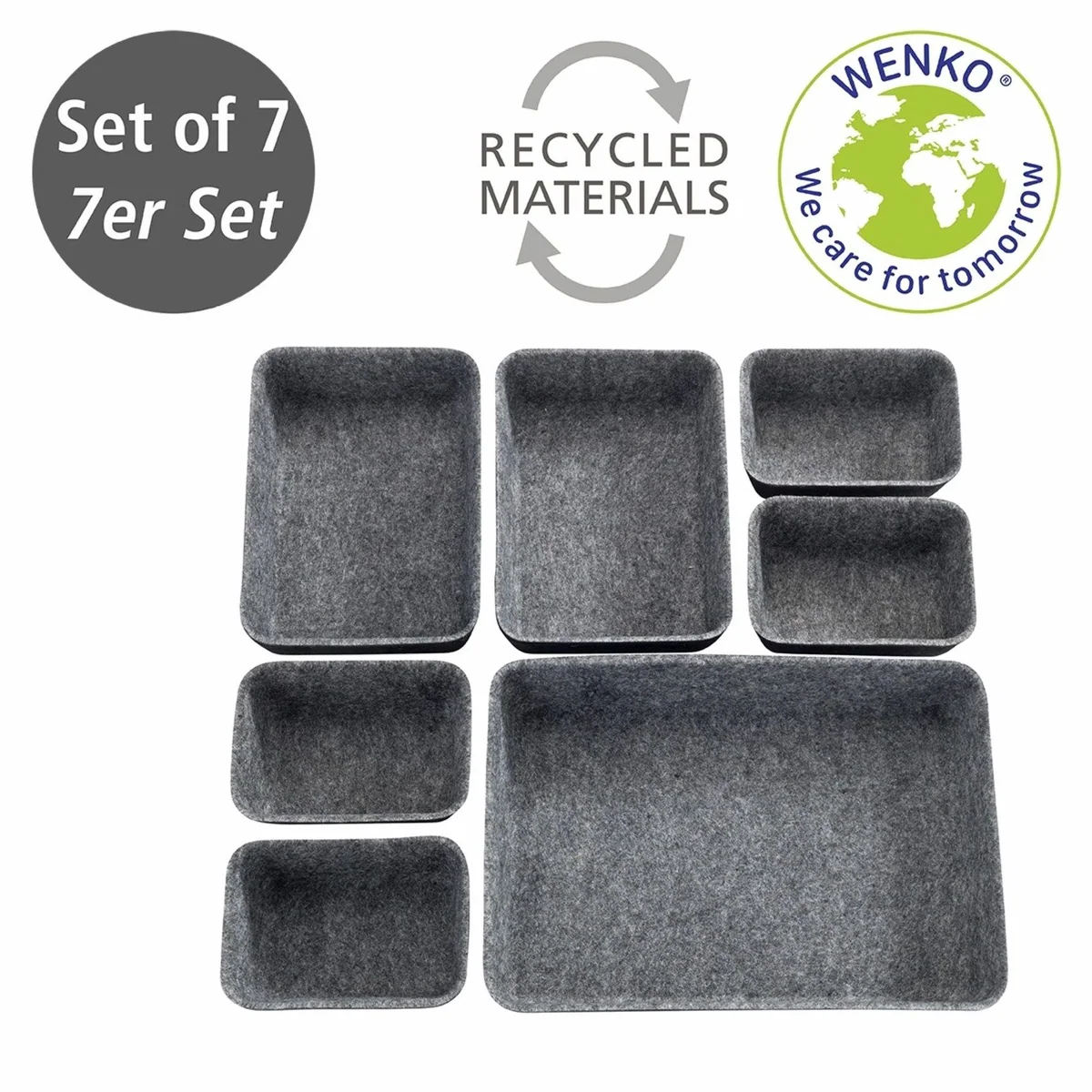 Wenko Organizer Set, 7 Teile, vielseitige Aufbewahrungsboxen für Schubladen 2