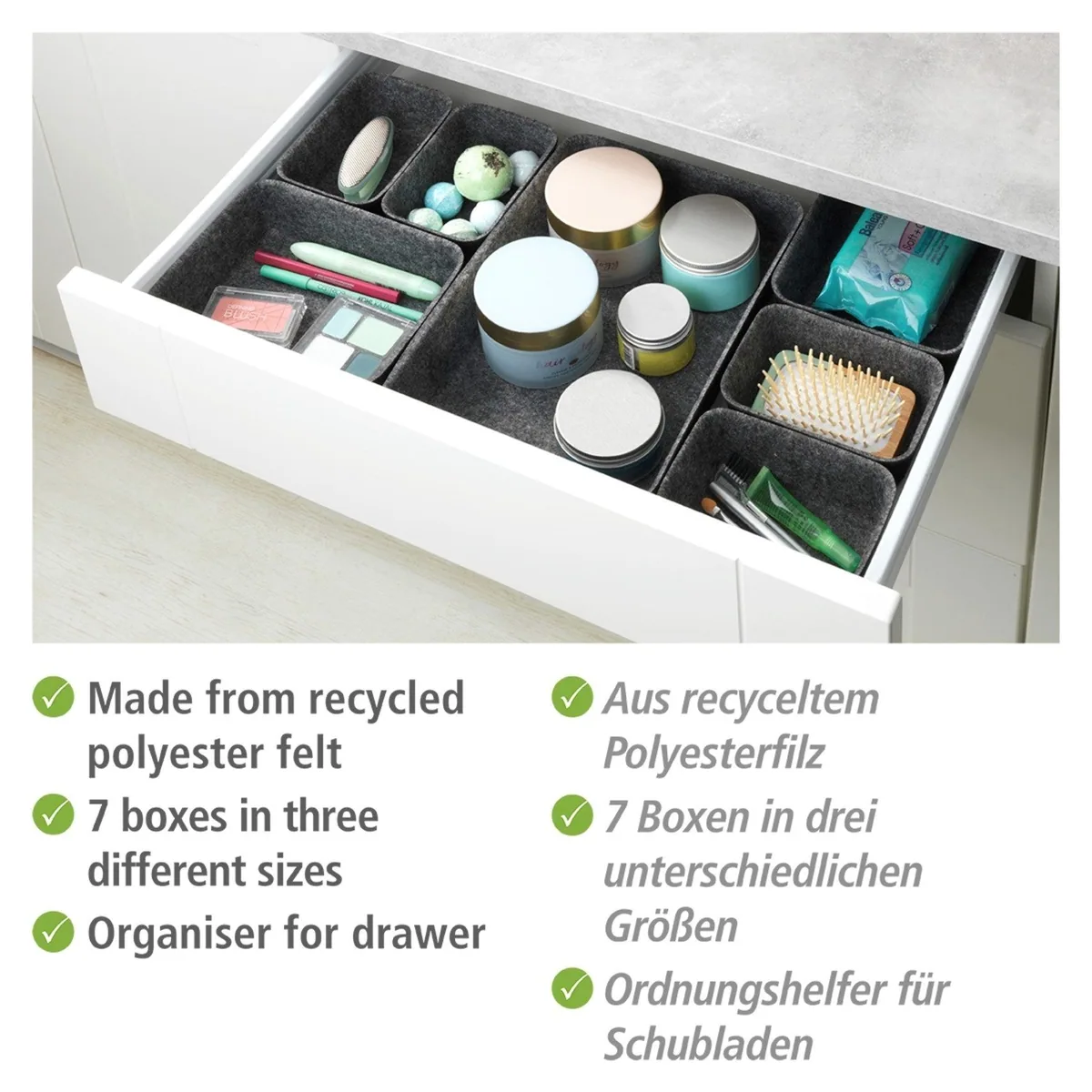Wenko Organizer Set, 7 Teile, vielseitige Aufbewahrungsboxen für Schubladen 3