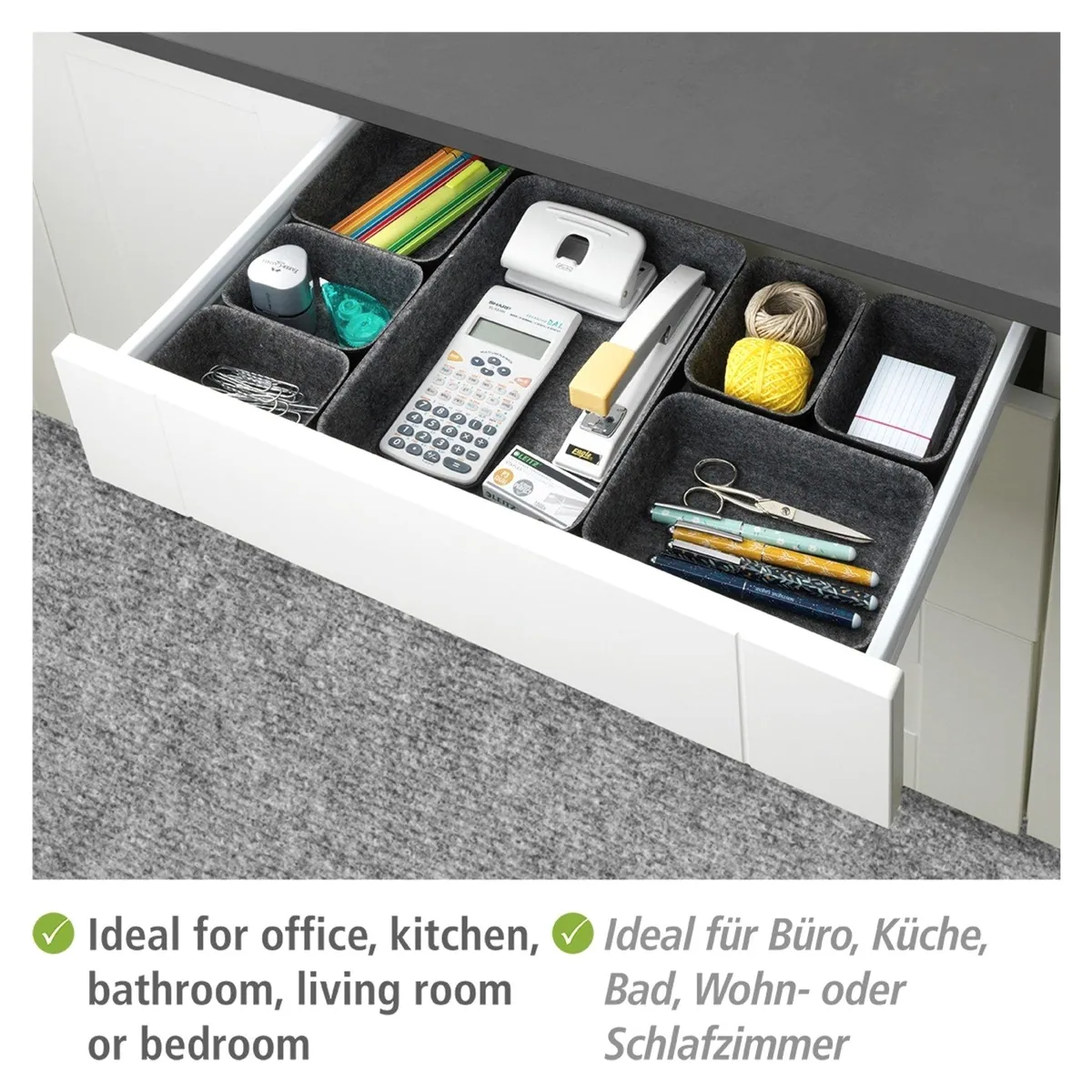Wenko Organizer Set, 7 Teile, vielseitige Aufbewahrungsboxen für Schubladen 4