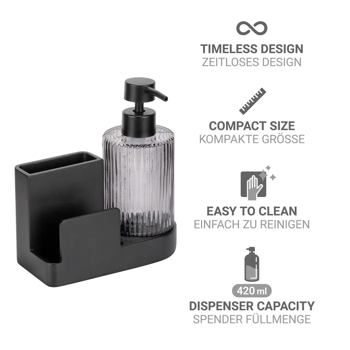 Wenko Pina Küchenorganizer-Set, 2-tlg, robustes Design, herausnehmbarer Glasspender 4