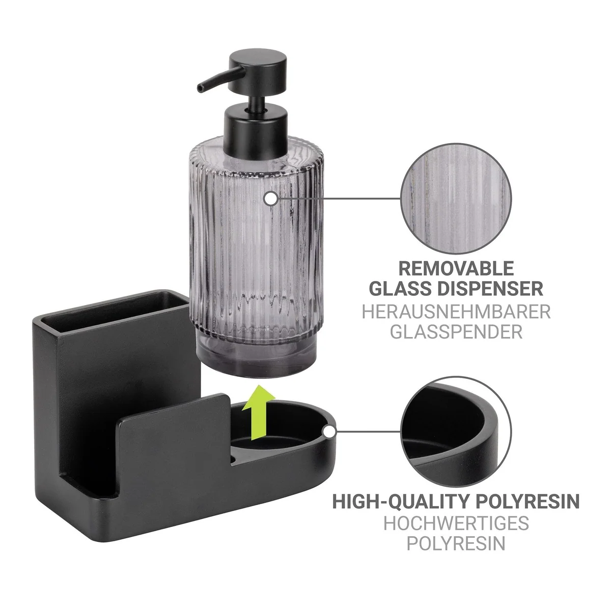 Wenko Pina Küchenorganizer-Set, 2-tlg, robustes Design, herausnehmbarer Glasspender 5