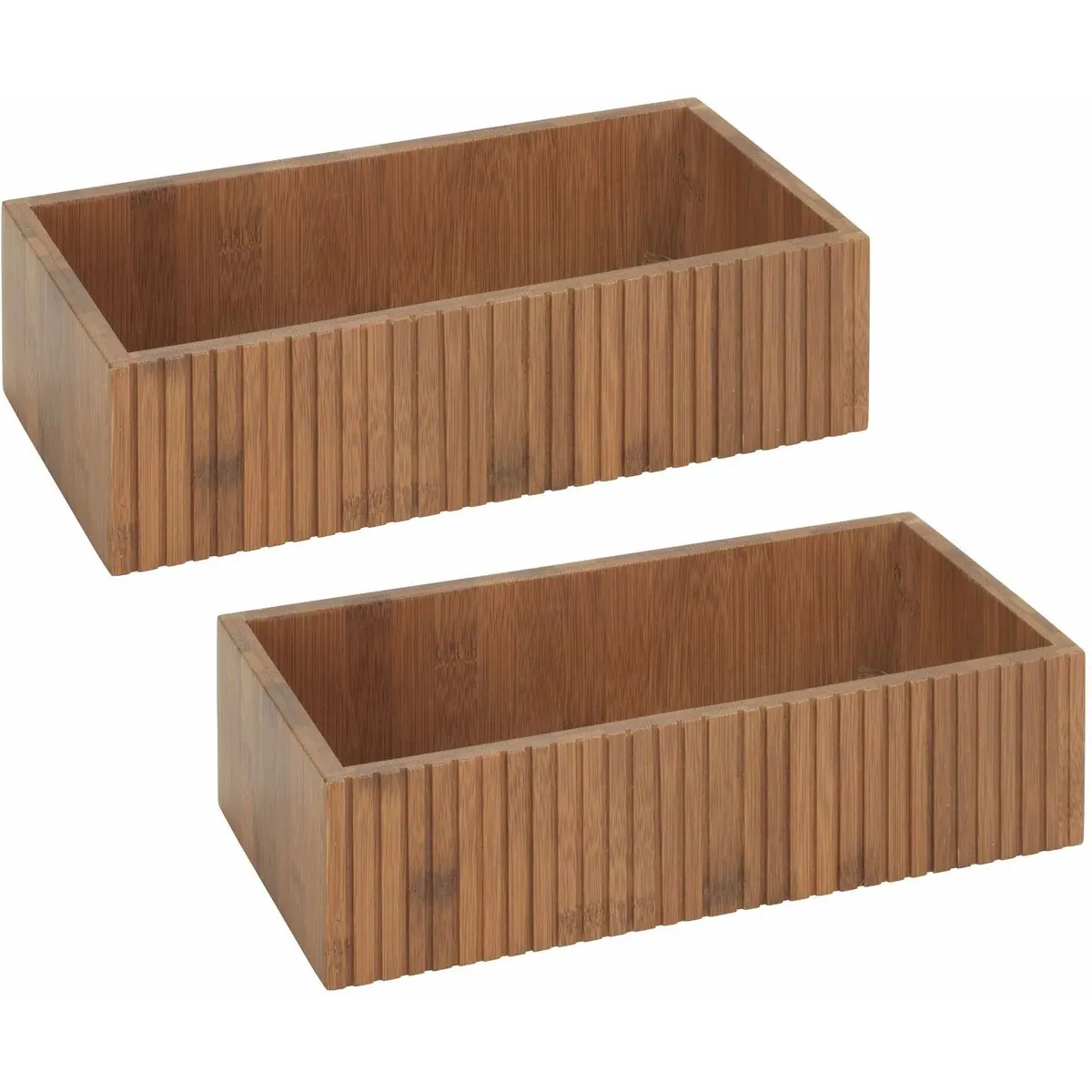 Wenko Mera Aufbewahrungsbox, 2er Set, aus geräuchertem Bambus, rustikales Design