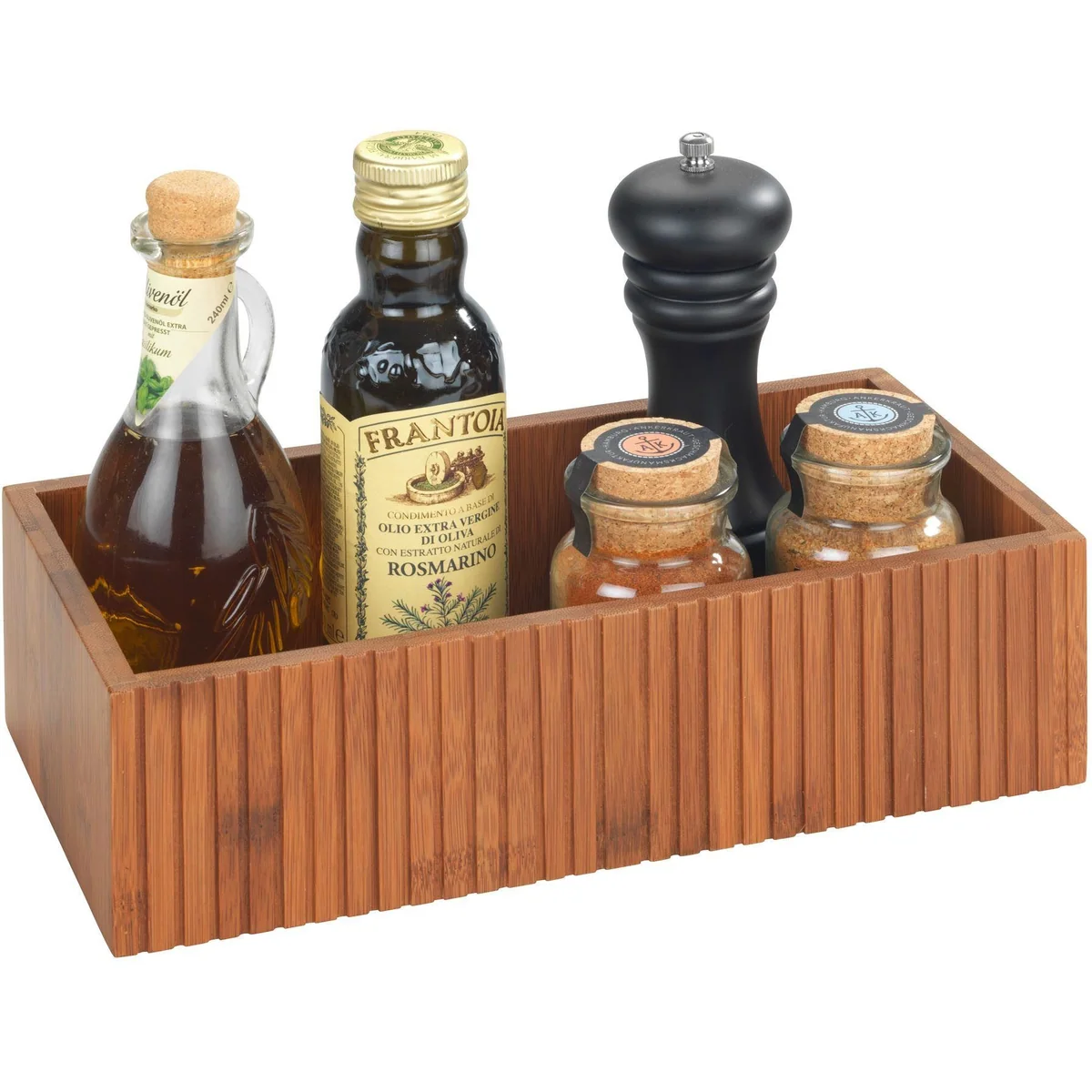 Wenko Mera Aufbewahrungsbox, 2er Set, aus geräuchertem Bambus, rustikales Design 3