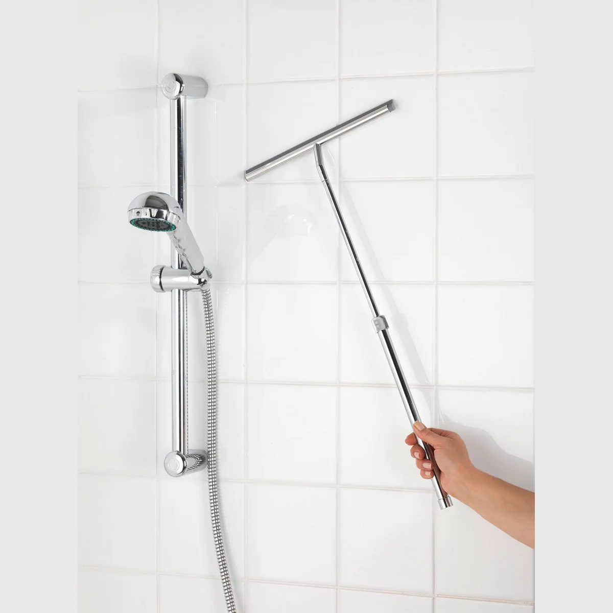 Wenko Duschabzieher Teleskop, 37-59 cm einstellbarer Griff, rostfreier Edelstahl