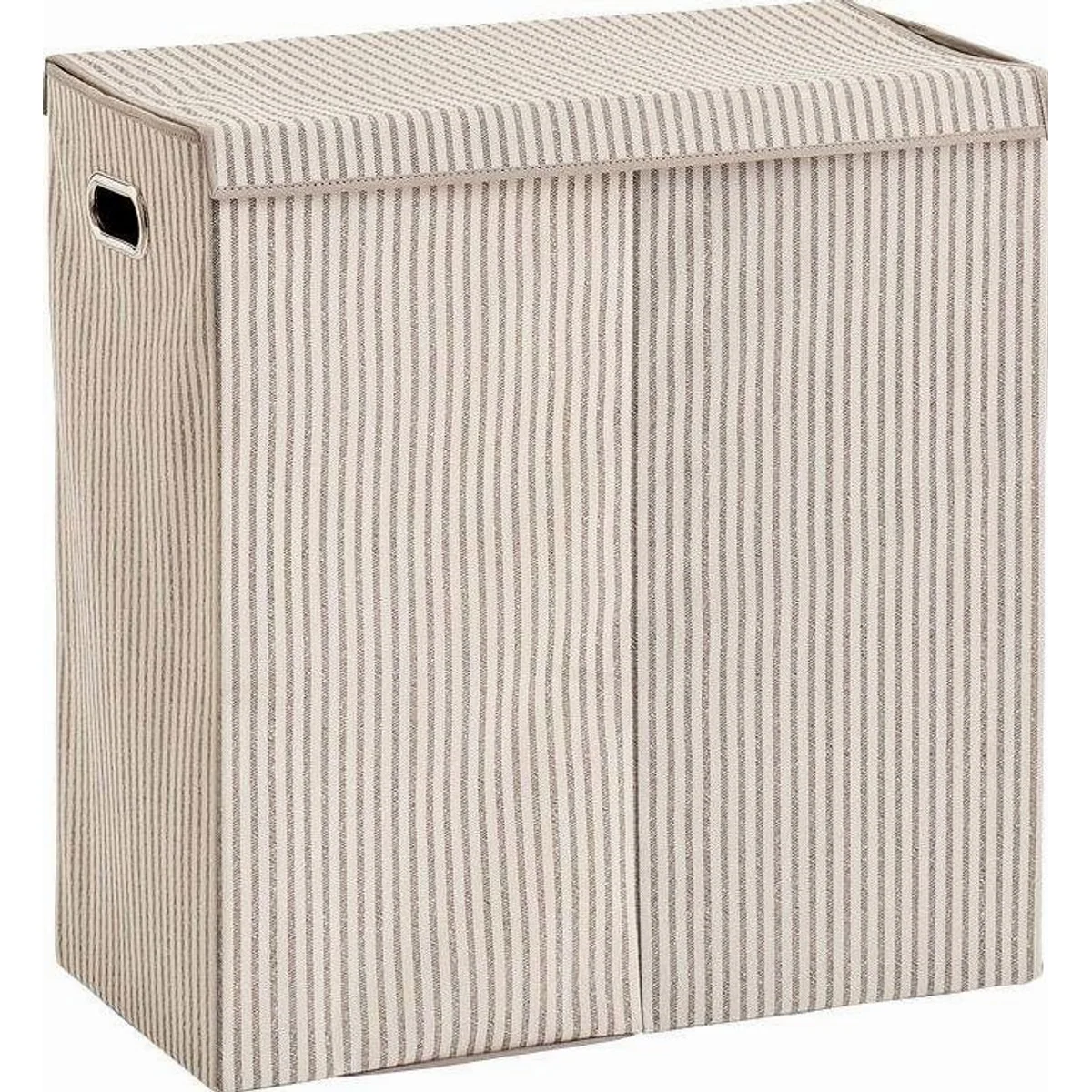 Zeller Wäschesortierer Stripes, 2-fach, Vlies, beige — dekorativ, platzsparend, blickdicht 2