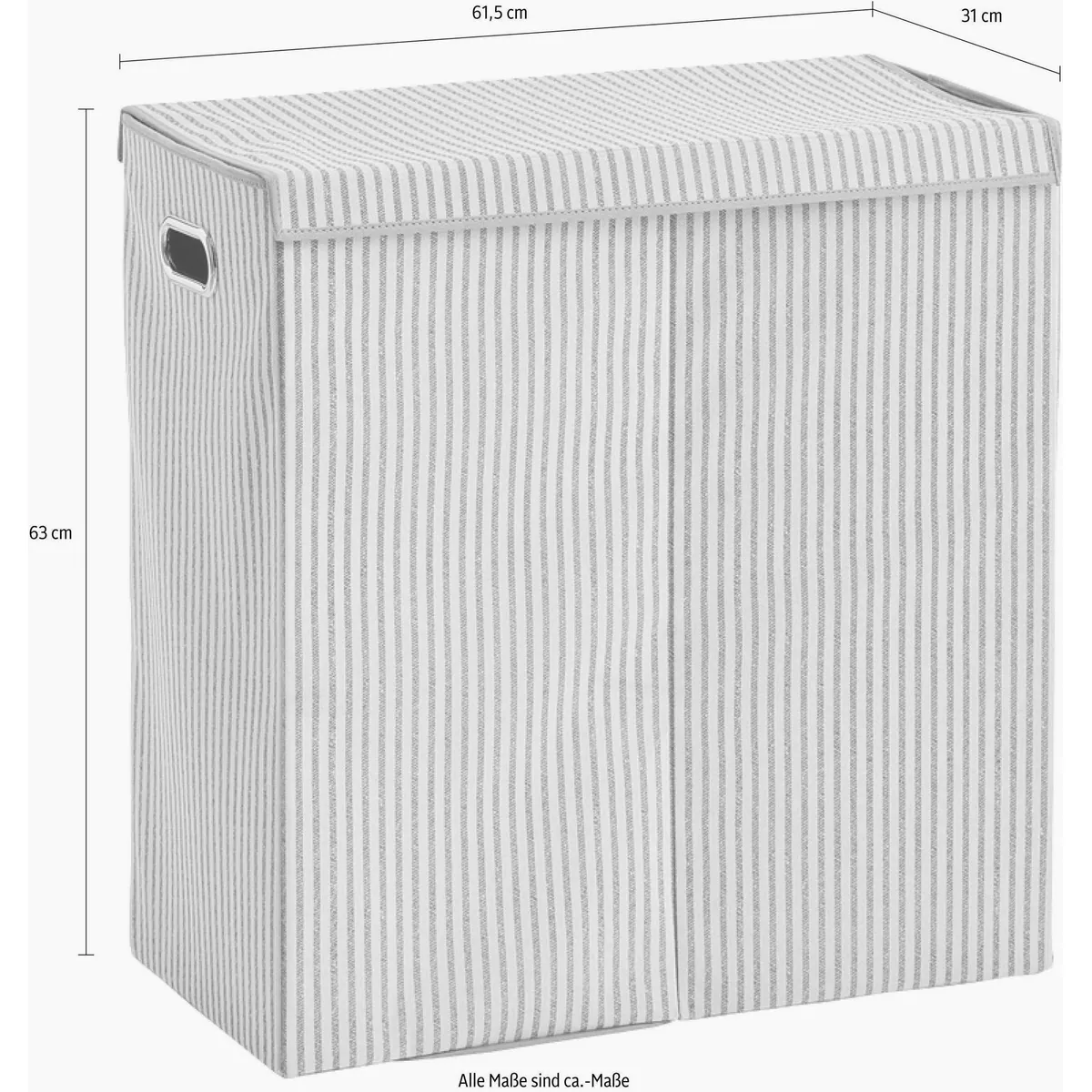 Zeller Wäschesortierer Stripes, 2-fach, Vlies, beige — dekorativ, platzsparend, blickdicht 3