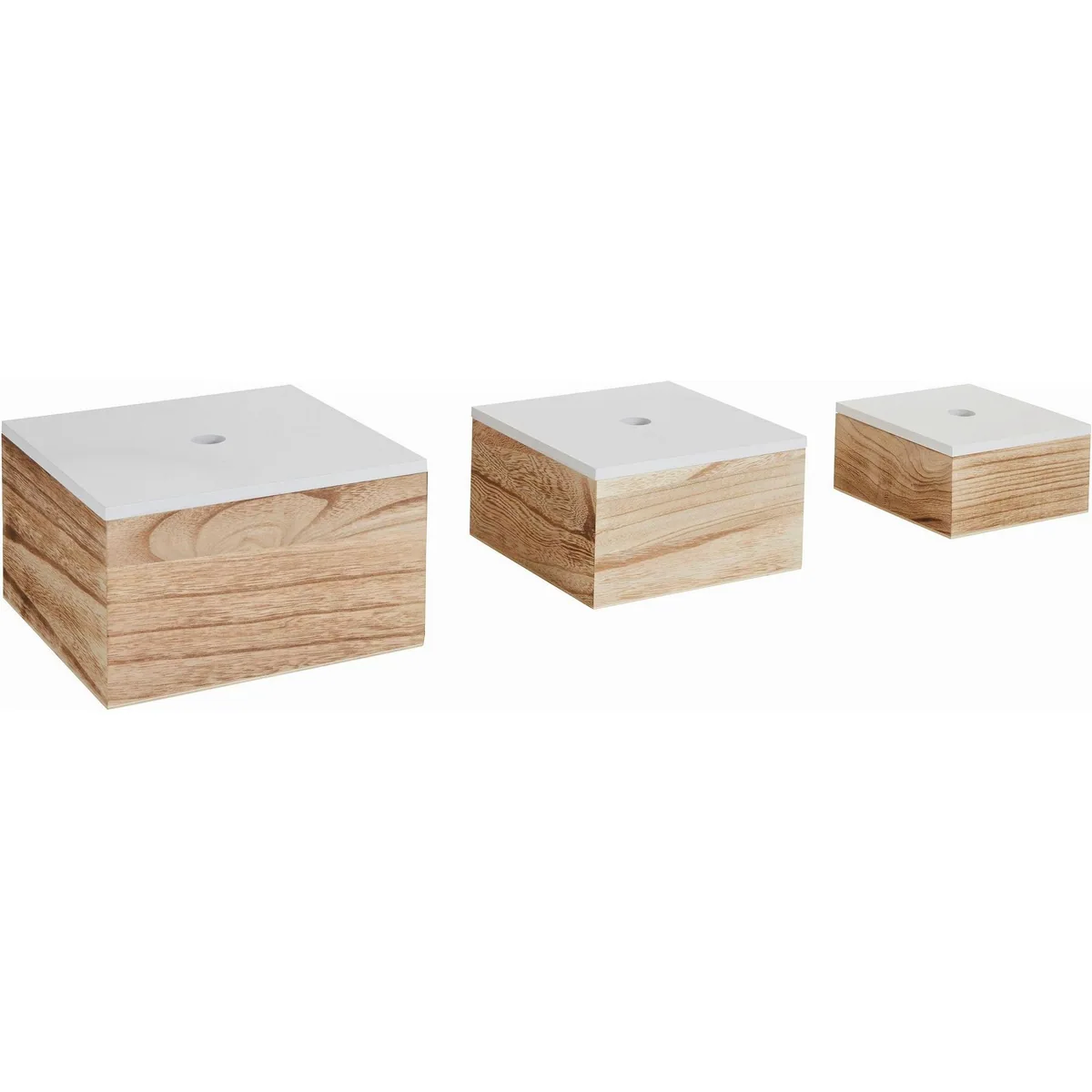 Zeller Aufbewahrungsboxen 3er Set, vielseitig und dekorativ — Holz, weiß/natur