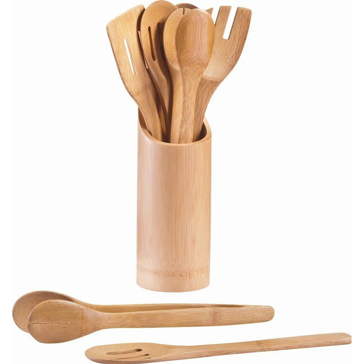Zeller Present Besteckhalter Set, elegantes Design, aus Bambus, inklusive Küchenutensilien