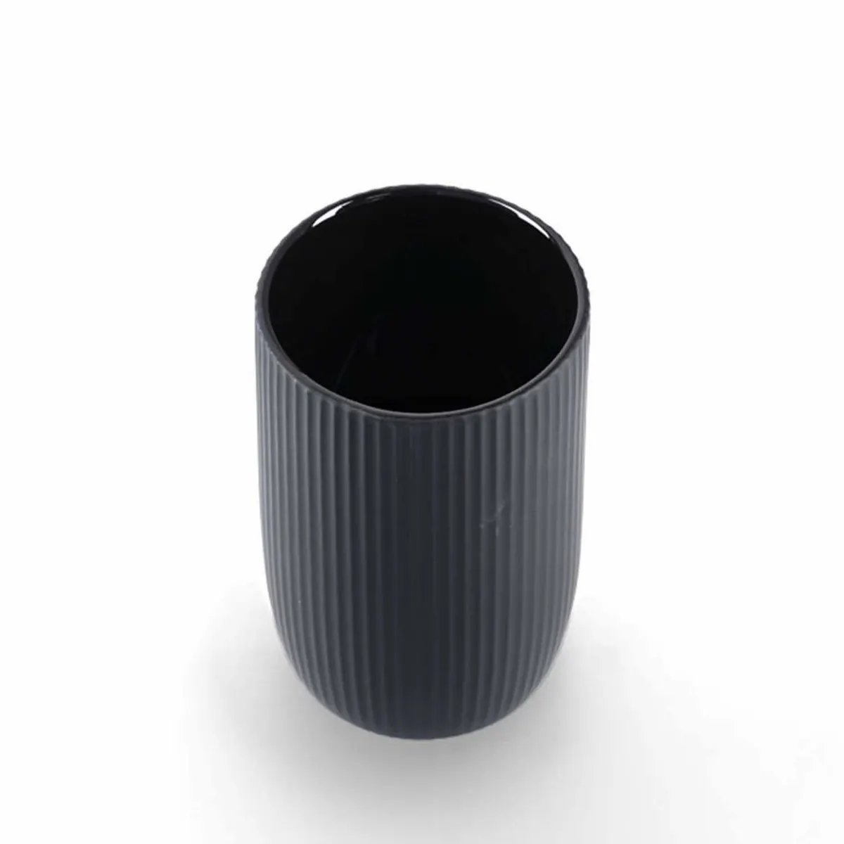 Zeller Badaccessoire-Set, 3-teilig, moderne Rillenoptik, Keramik Schwarz 4