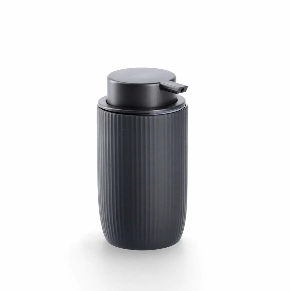 Zeller Badaccessoire-Set, 3-teilig, moderne Rillenoptik, Keramik Schwarz 5