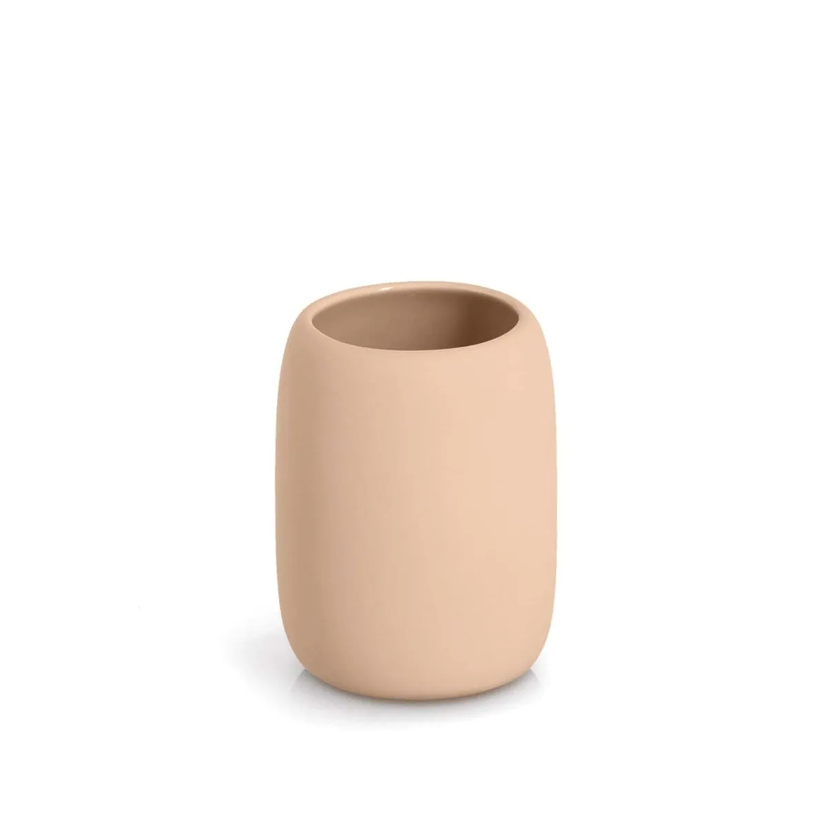 Zeller Badaccessoire-Set 6-teilig, Keramik, Mandel — stilvolle Riffelstruktur, hygienische Nutzung, zeitloses Design 4